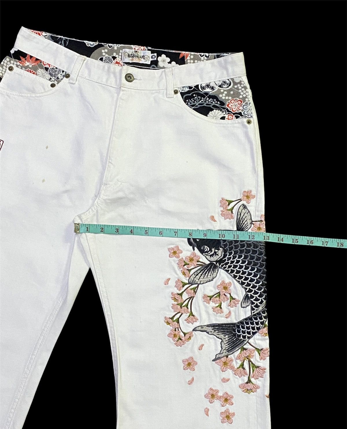 Japanese Brand Karakuri Tamashii Embroidered Japanese Brand koi fish Design Size US 33 - 8 Thumbnail