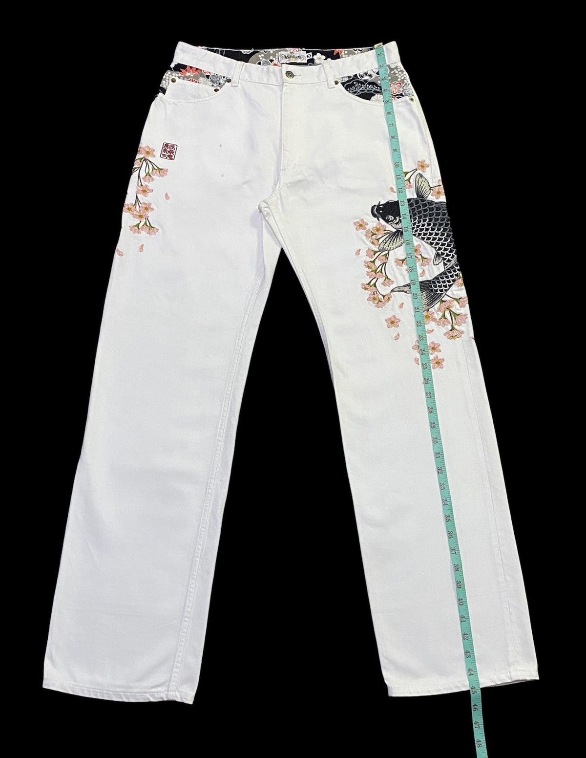 Japanese Brand Karakuri Tamashii Embroidered Japanese Brand koi fish Design Size US 33 - 6 Thumbnail