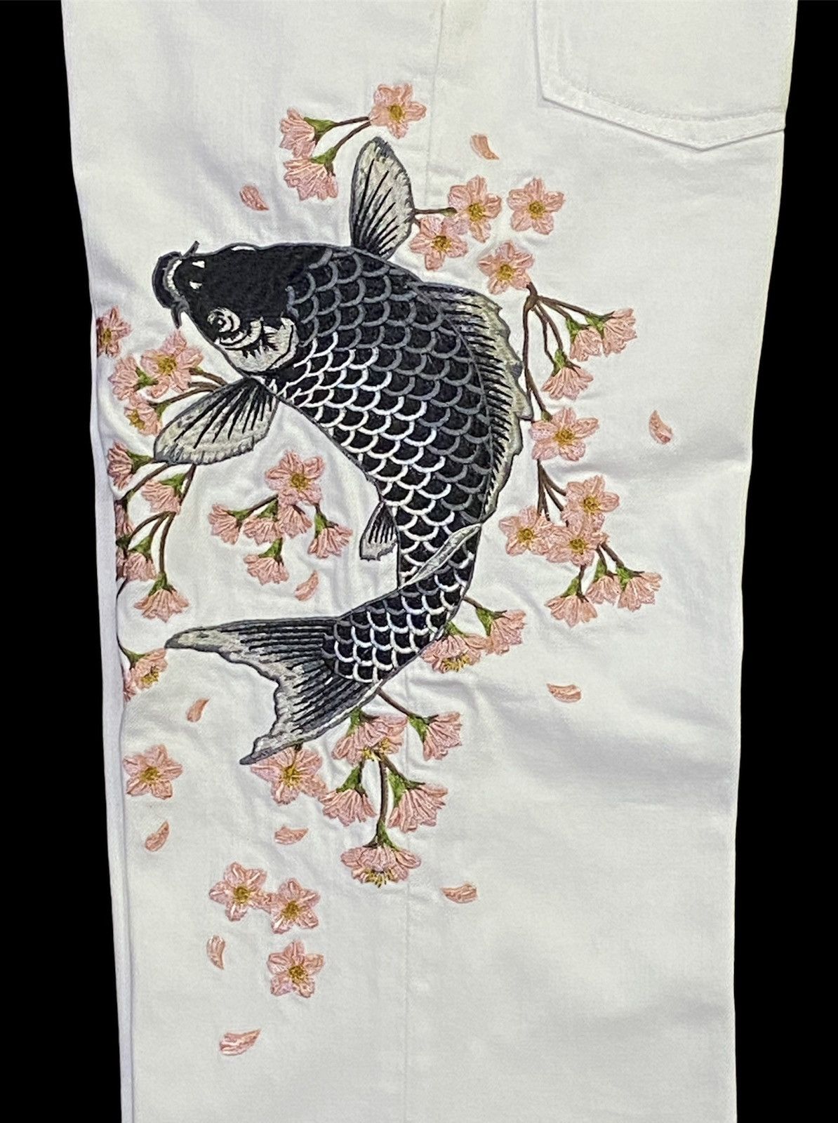 Japanese Brand Karakuri Tamashii Embroidered Japanese Brand koi fish Design Size US 33 - 24 Thumbnail