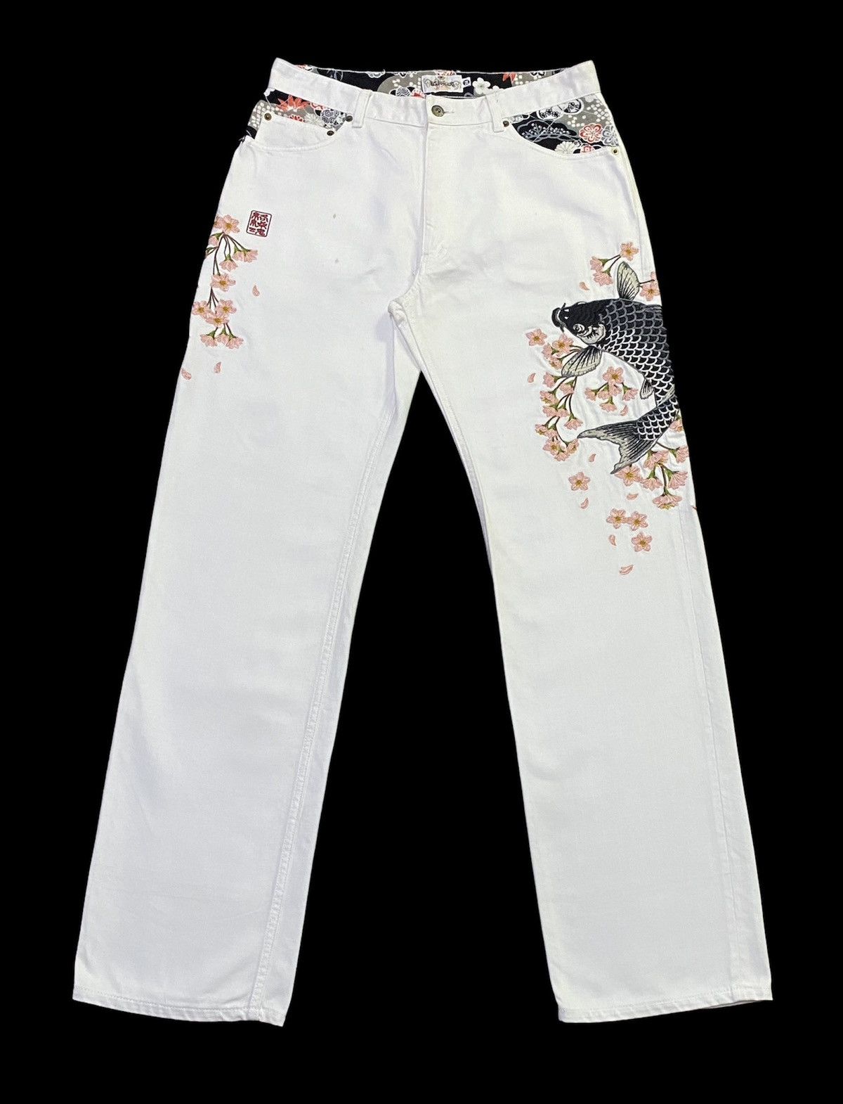 Japanese Brand Karakuri Tamashii Embroidered Japanese Brand koi fish Design Size US 33 - 2 Thumbnail