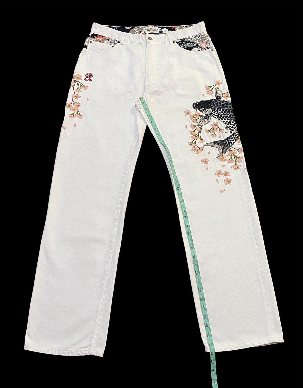 Japanese Brand Karakuri Tamashii Embroidered Japanese Brand koi fish Design Size US 33 - 7 Thumbnail