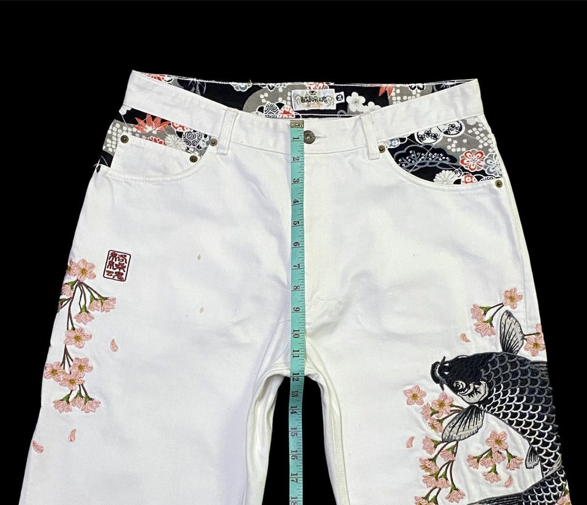 Japanese Brand Karakuri Tamashii Embroidered Japanese Brand koi fish Design Size US 33 - 5 Thumbnail