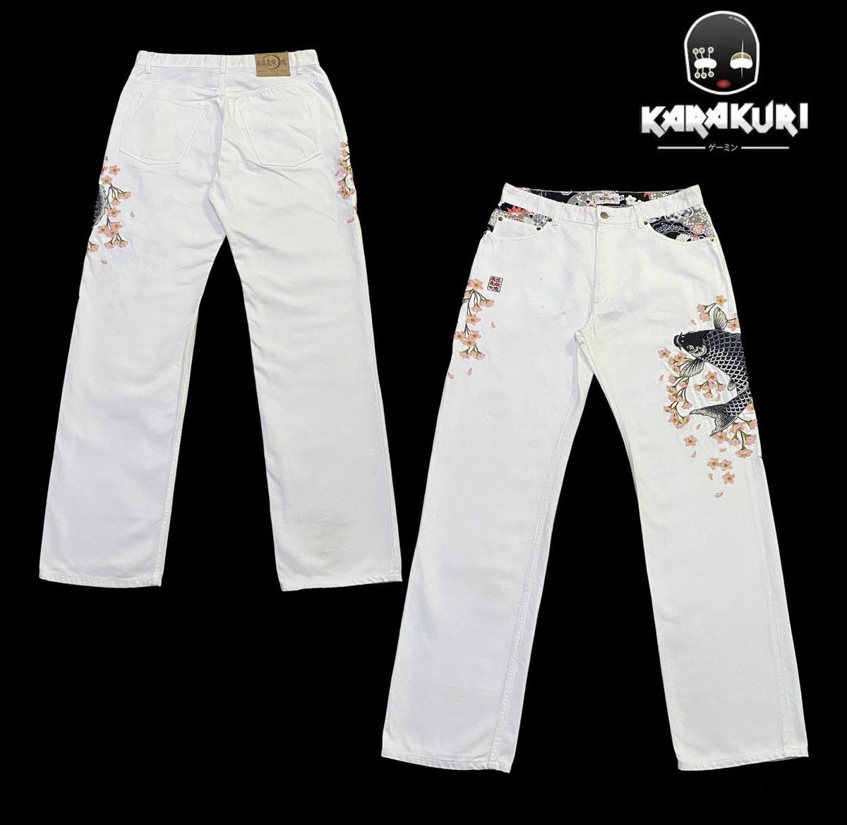 Japanese Brand Karakuri Tamashii Embroidered Japanese Brand koi fish Design Size US 33 - 1 Thumbnail