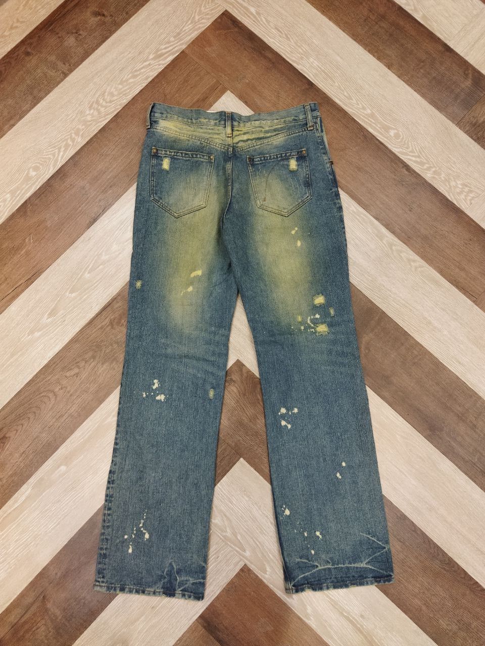 Japanese Brand Exhibitionist TTU Japan Distressed Look Denim Jeans Size US 33 - 7 Thumbnail