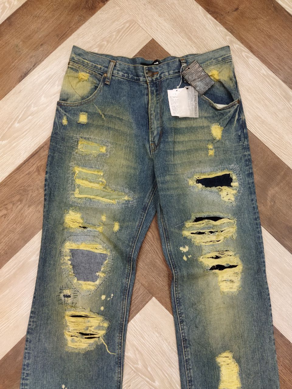 Japanese Brand Exhibitionist TTU Japan Distressed Look Denim Jeans Size US 33 - 4 Thumbnail