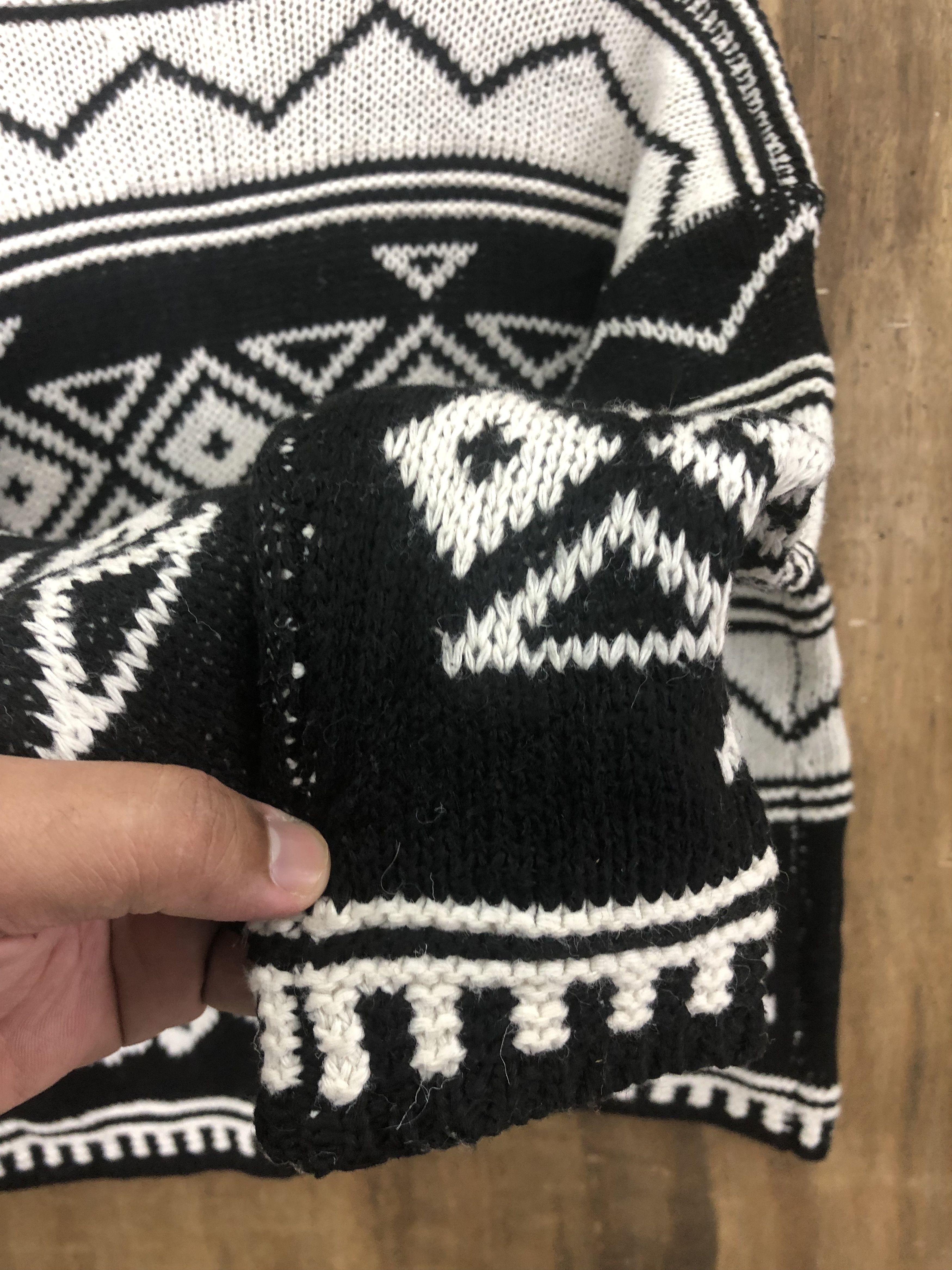 Homespun Knitwear DL GRL Black White motive art Knitwear Cardigan #W735 Size US M / EU 48-50 / 2 - 8 Thumbnail