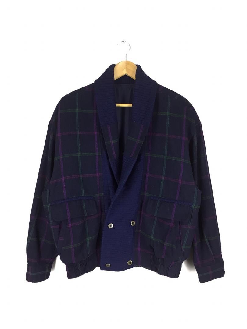 BALENCIAGA DOUBLE BREAST WOOL TARTAN JACKET