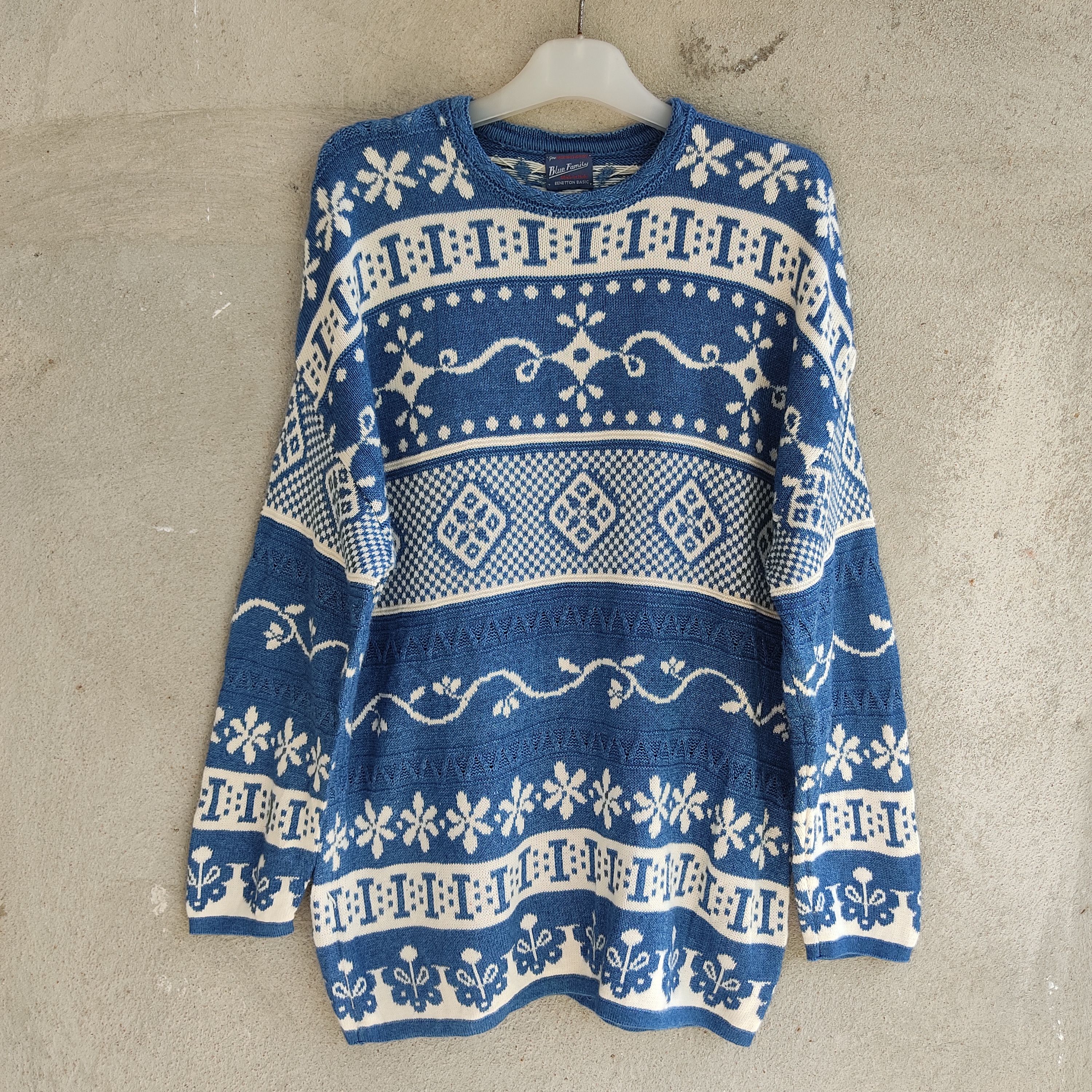 Benetton Blue Family Benetton Basic Knitwear Jumper Size L / US 10 / IT 46 - 1 Thumbnail