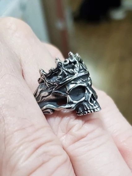 Jewelry Gothic Crown Calvarium Skull Punk Ring Size ONE SIZE - 5 Thumbnail
