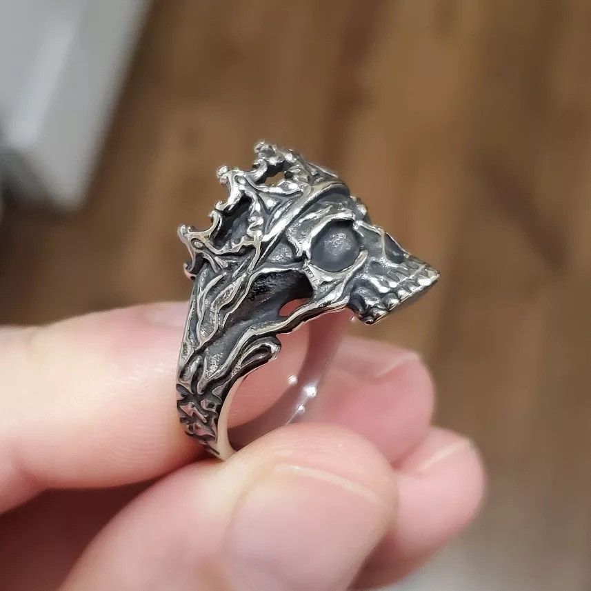 Jewelry Gothic Crown Calvarium Skull Punk Ring Size ONE SIZE - 9 Thumbnail