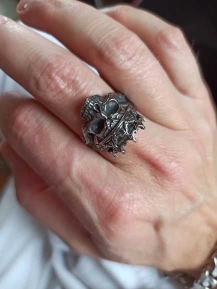 Jewelry Gothic Crown Calvarium Skull Punk Ring Size ONE SIZE - 7 Thumbnail