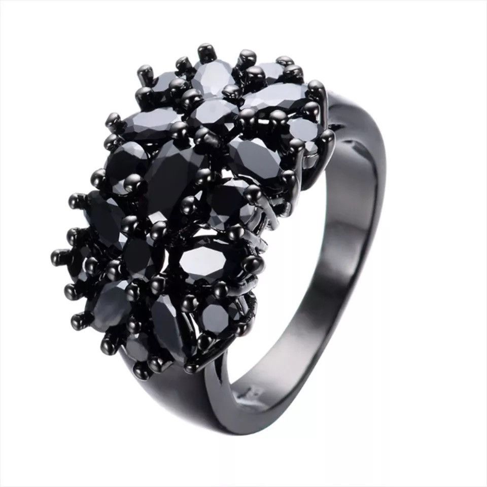 Jewelry Black Oval Inlaid Cross Border Ring Size ONE SIZE - 4 Thumbnail