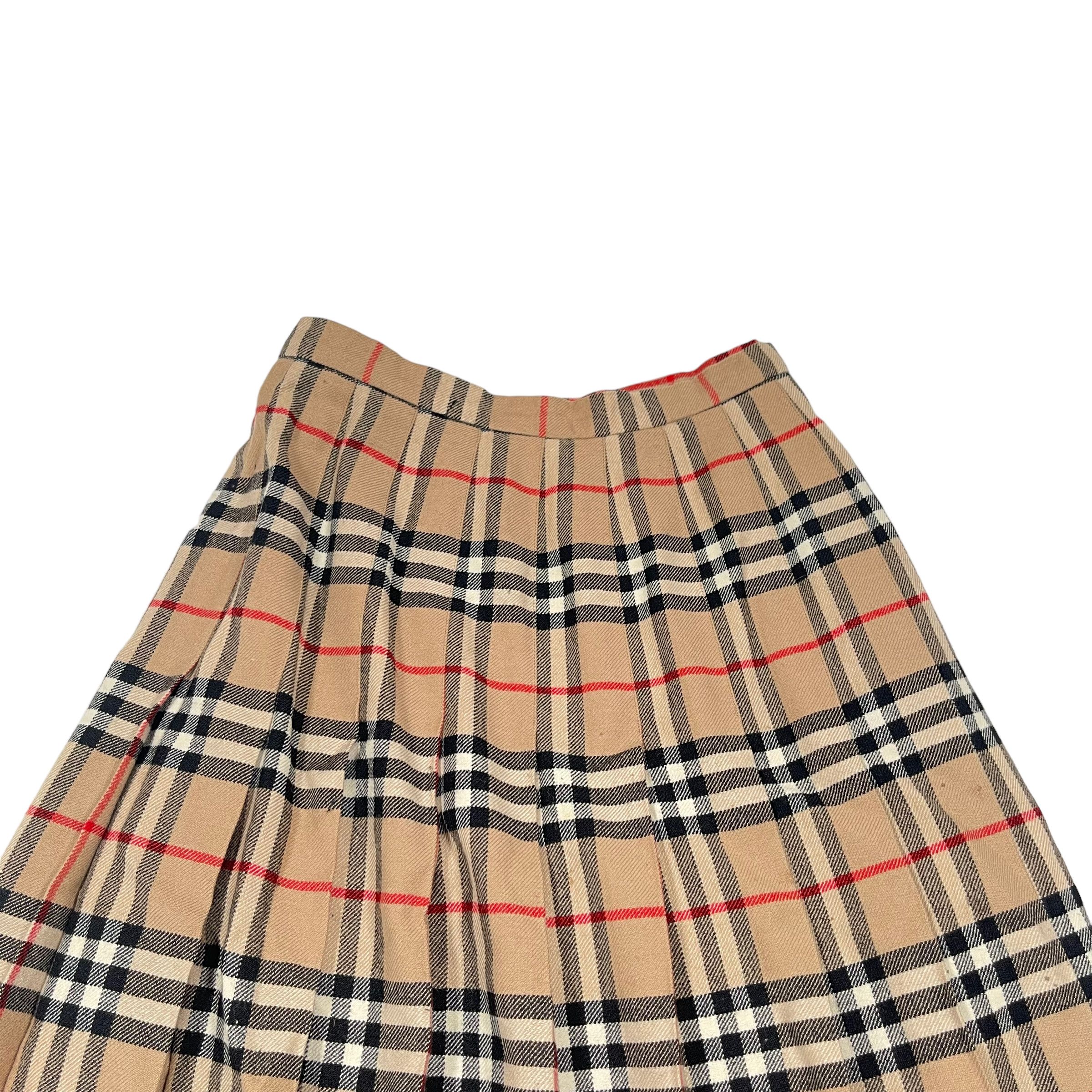 Burberry × Vintage Burberry Tartan Plaid Check Vintage Wool Pleated Midi Skirt Size 23" - 2 Thumbnail
