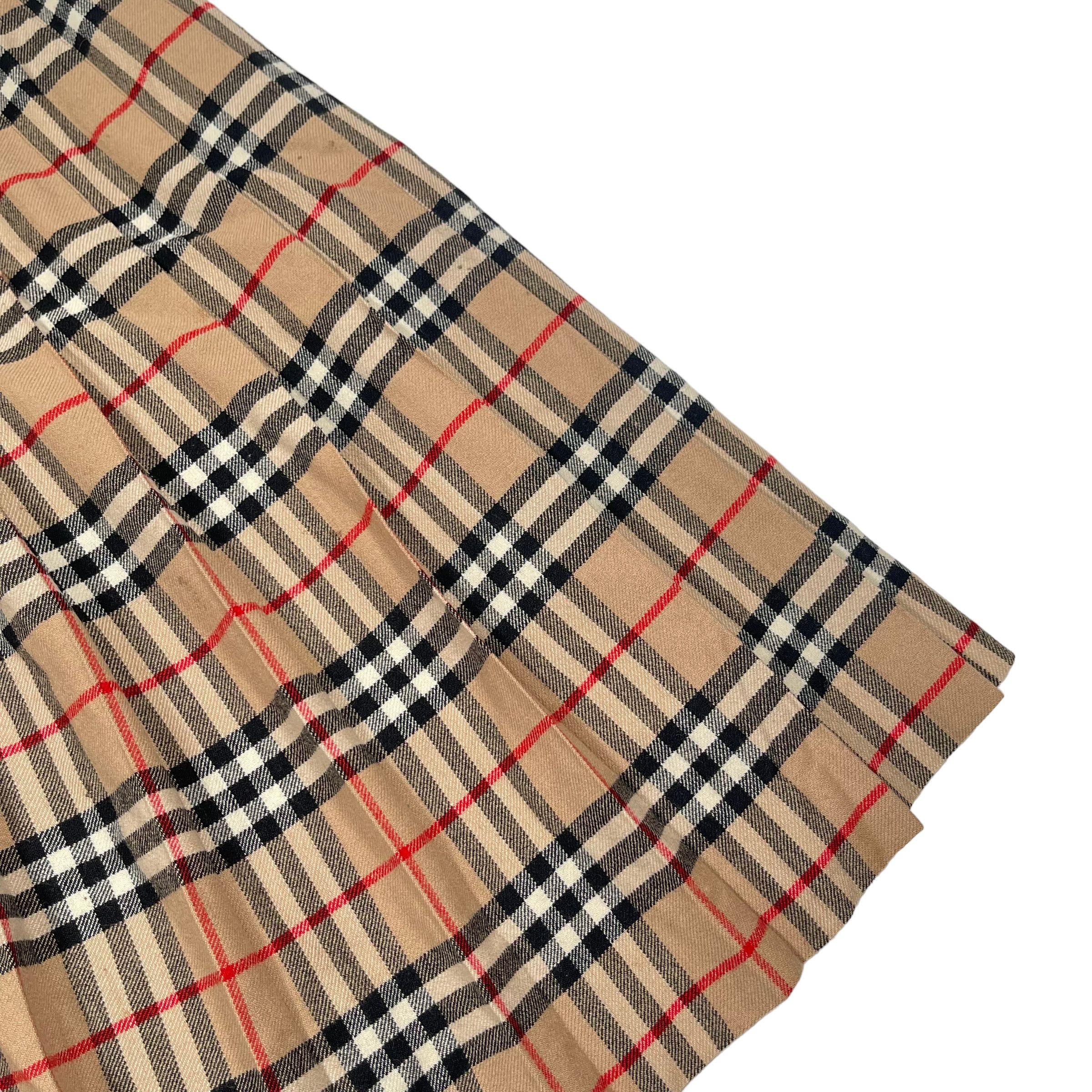 Burberry × Vintage Burberry Tartan Plaid Check Vintage Wool Pleated Midi Skirt Size 23" - 3 Thumbnail