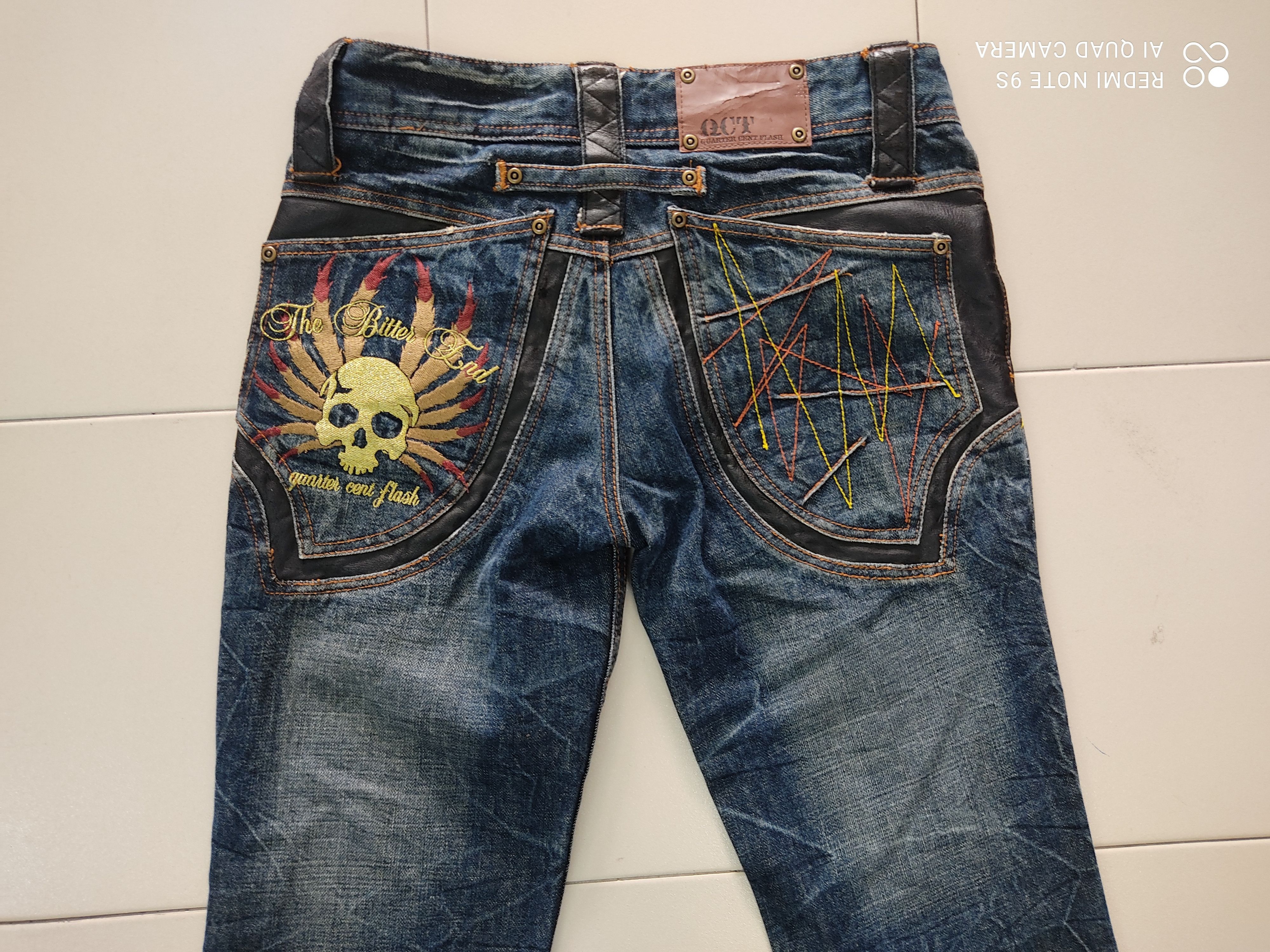 Japanese Brand Quarter Cent Flash Big Logo SKULL EMBEROIDERY jeans Size US 31 - 12 Thumbnail