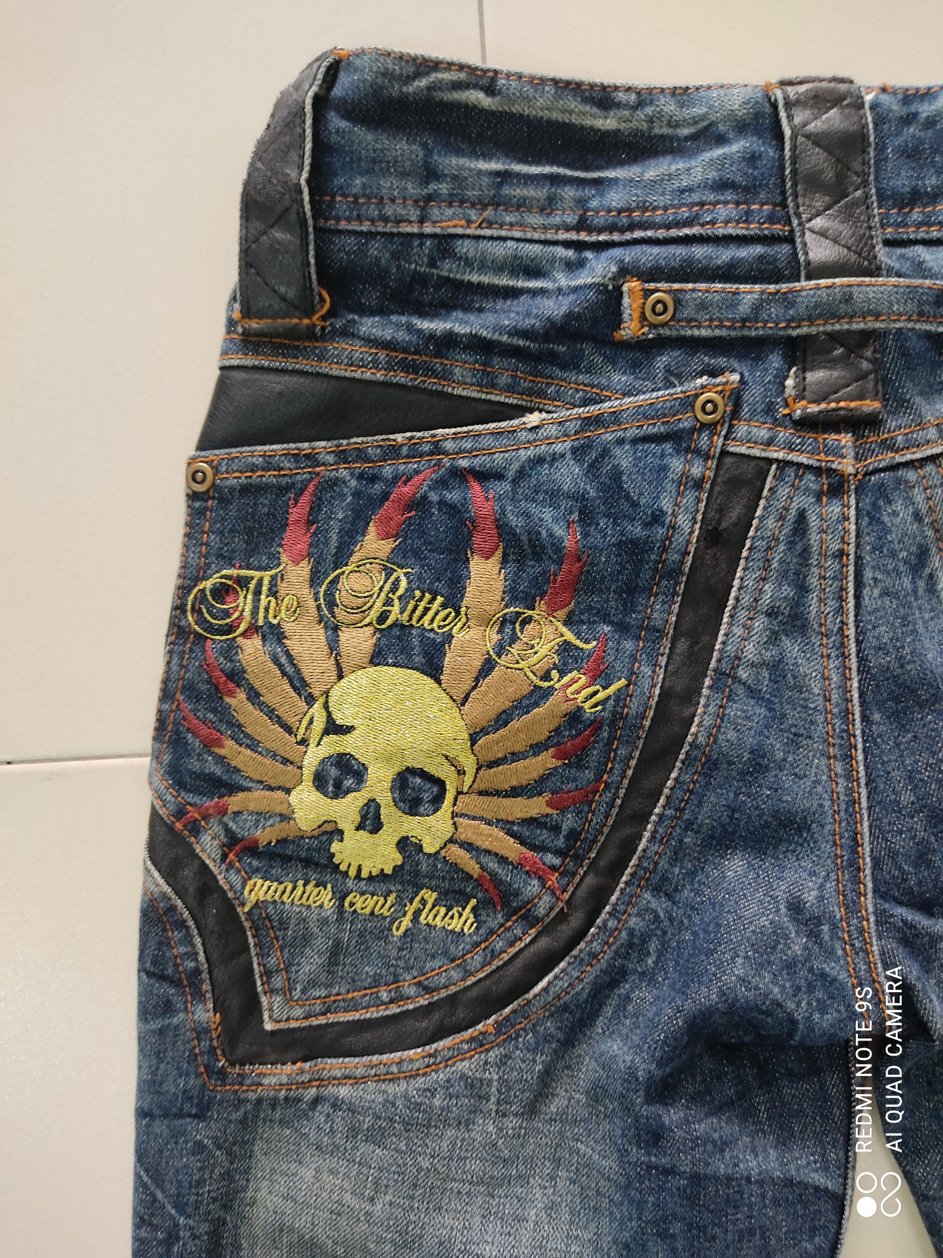Japanese Brand Quarter Cent Flash Big Logo SKULL EMBEROIDERY jeans Size US 31 - 16 Thumbnail