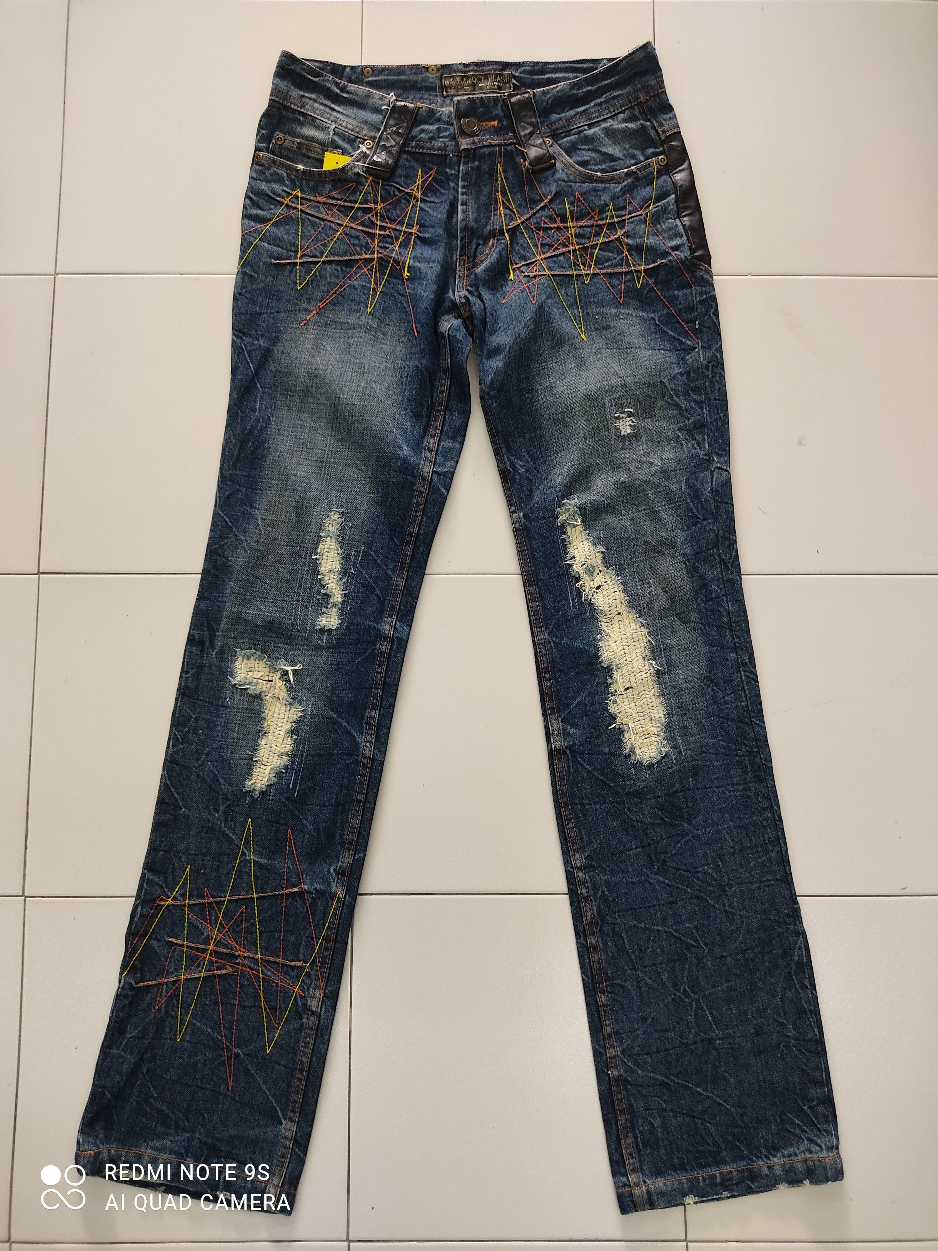 Japanese Brand Quarter Cent Flash Big Logo SKULL EMBEROIDERY jeans Size US 31 - 1 Thumbnail
