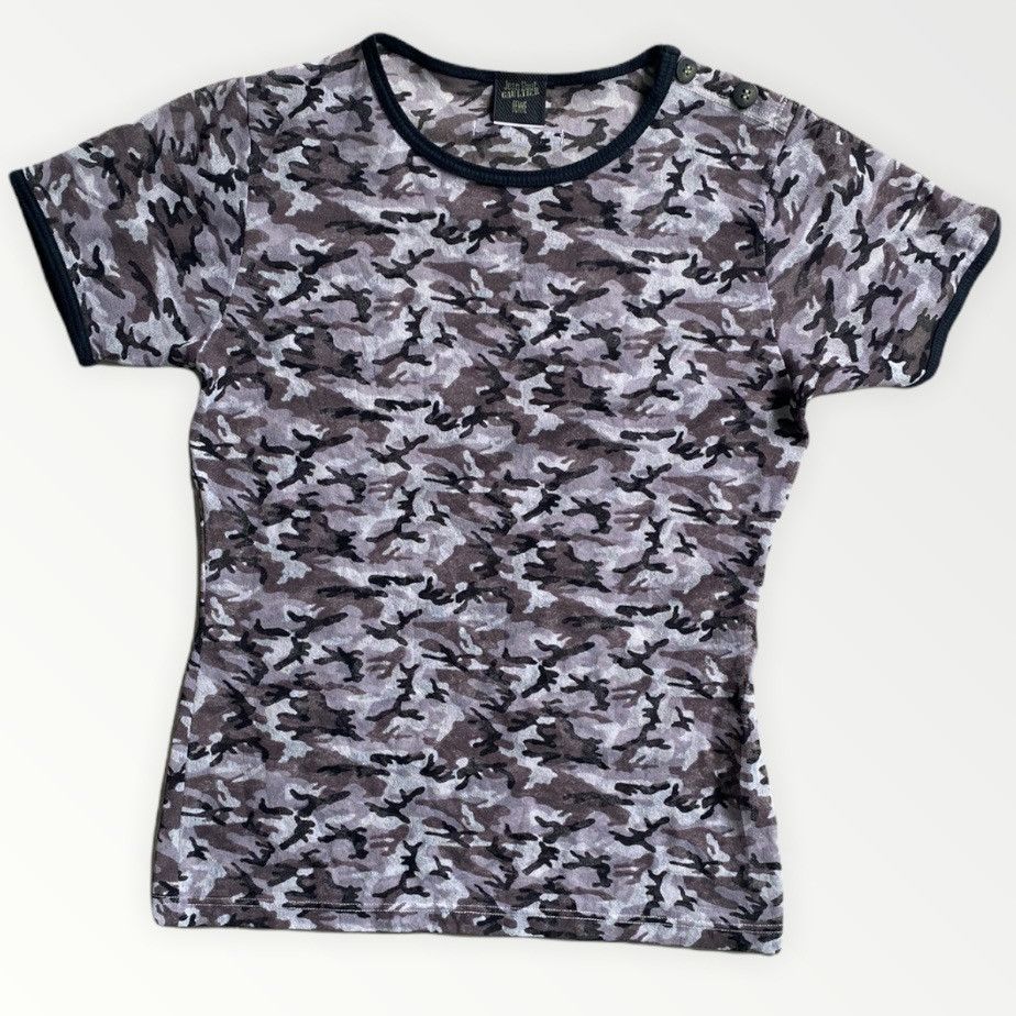 Jean Paul Gaultier Vintage JPG Grey Camo Sheer Mesh T Shirt Size US XS / EU 42 / 0 - 1 Thumbnail