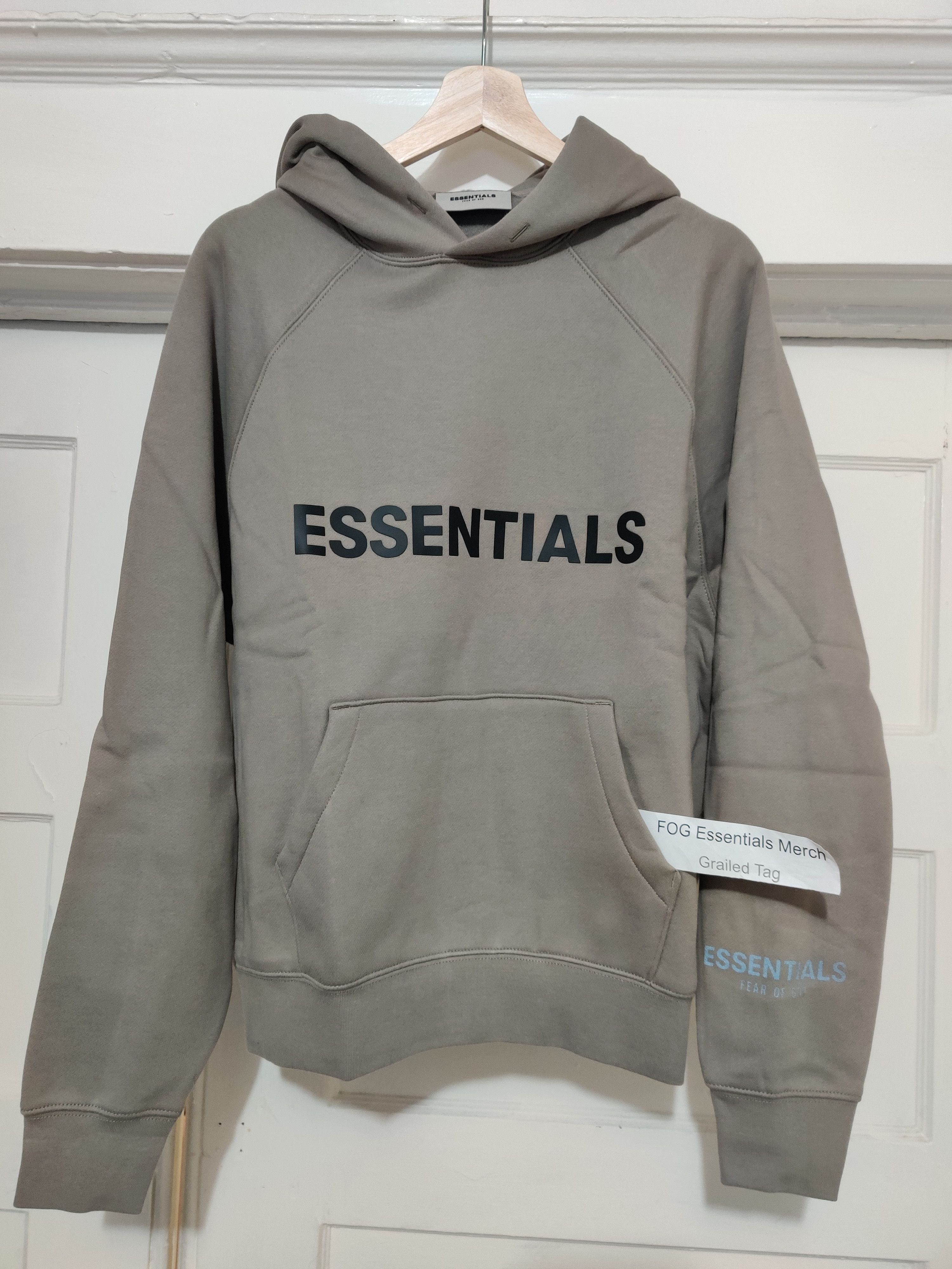 Fear of God (XXSL) 2020 CEMENT Front Logo Essentials Hoodie FOG Grailed