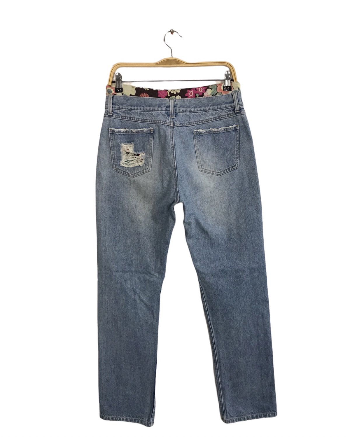 Japanese Brand × Vintage Vtg Japanese Brand Double Waist Art Flower Distressed jeans Size 30" / US 8 / IT 44 - 2 Thumbnail