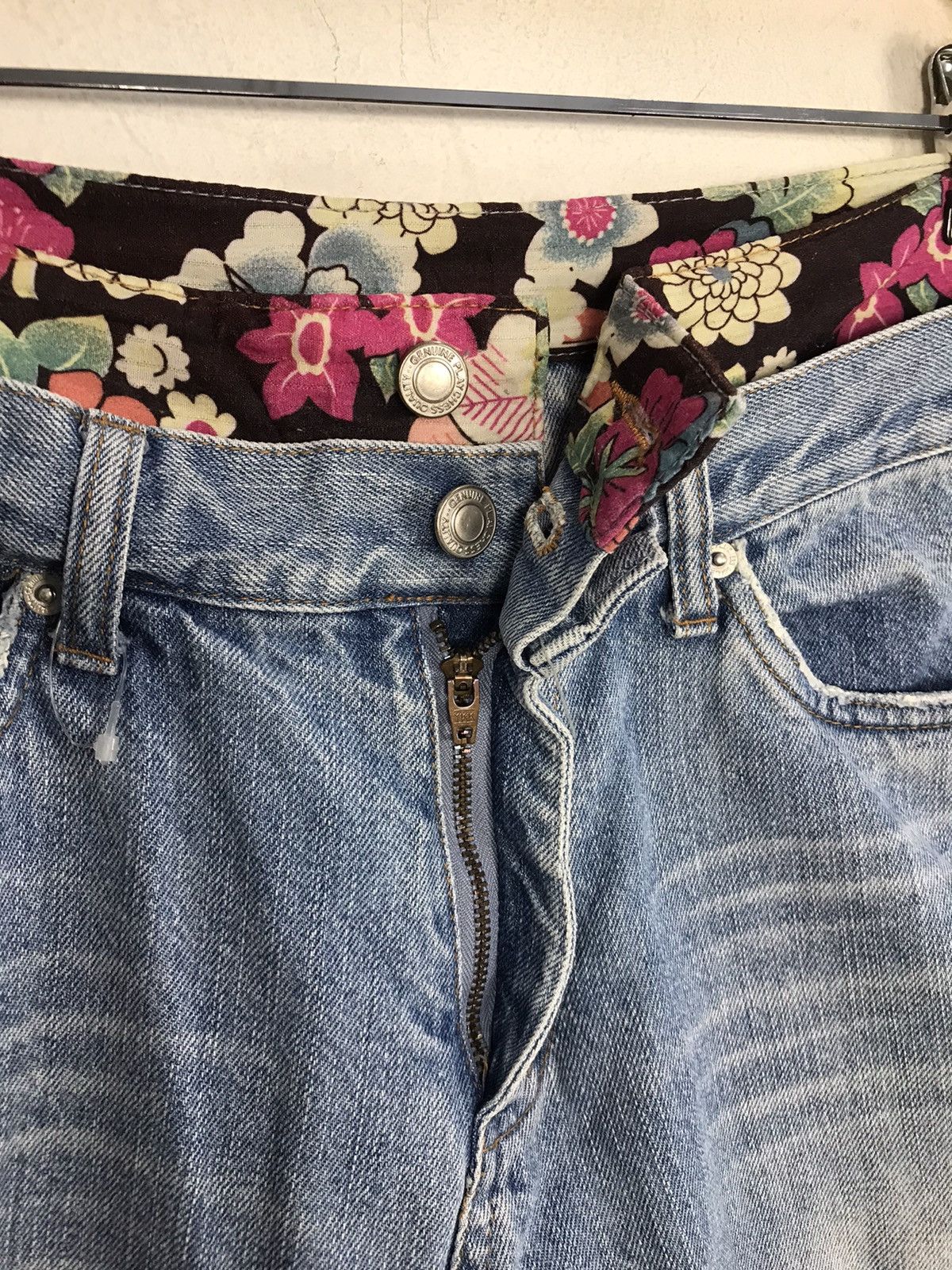 Japanese Brand × Vintage Vtg Japanese Brand Double Waist Art Flower Distressed jeans Size 30" / US 8 / IT 44 - 7 Thumbnail