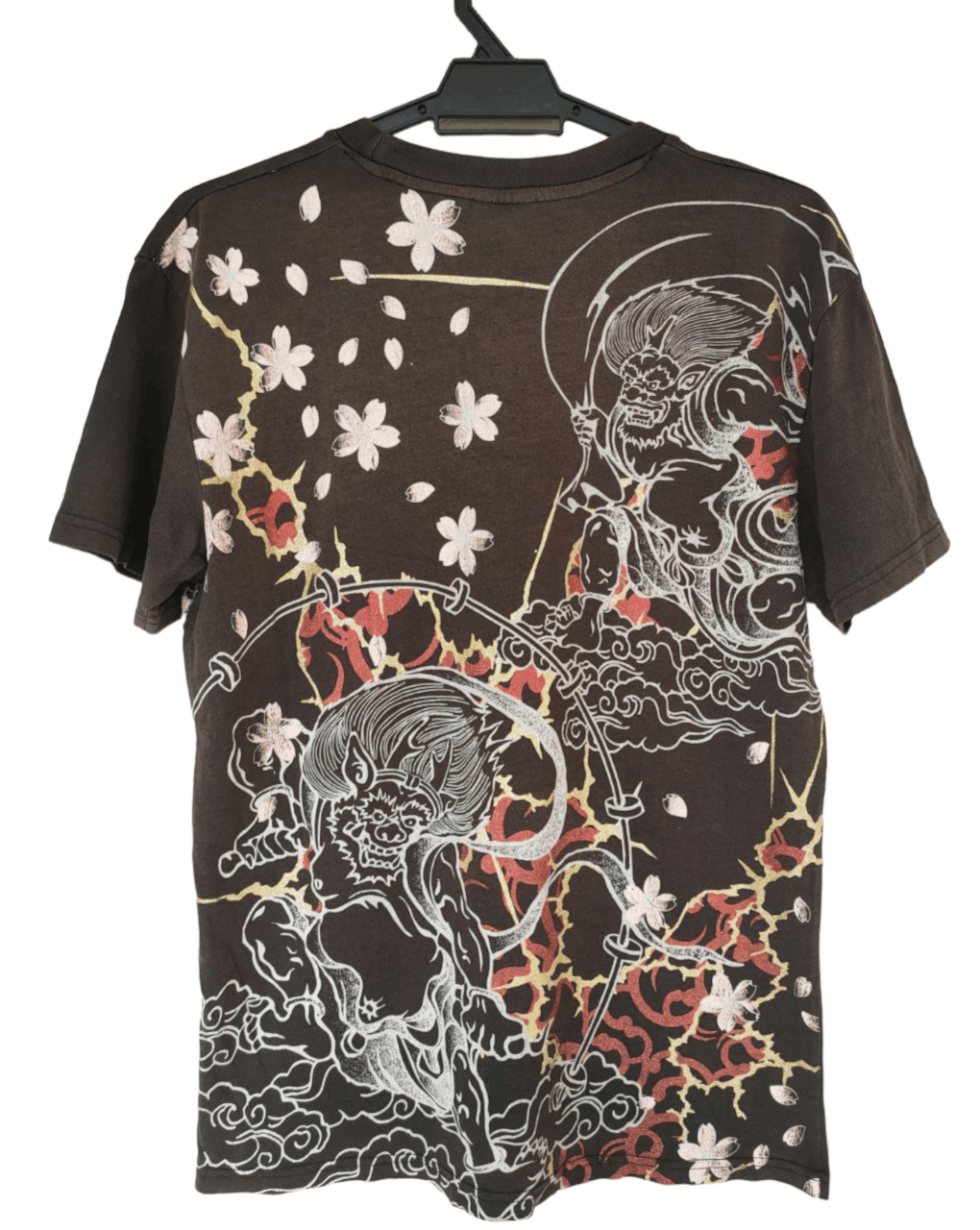 image of Bullet Noise Overprint Japanese Artwork T in Brown, Men's (Size Medium)