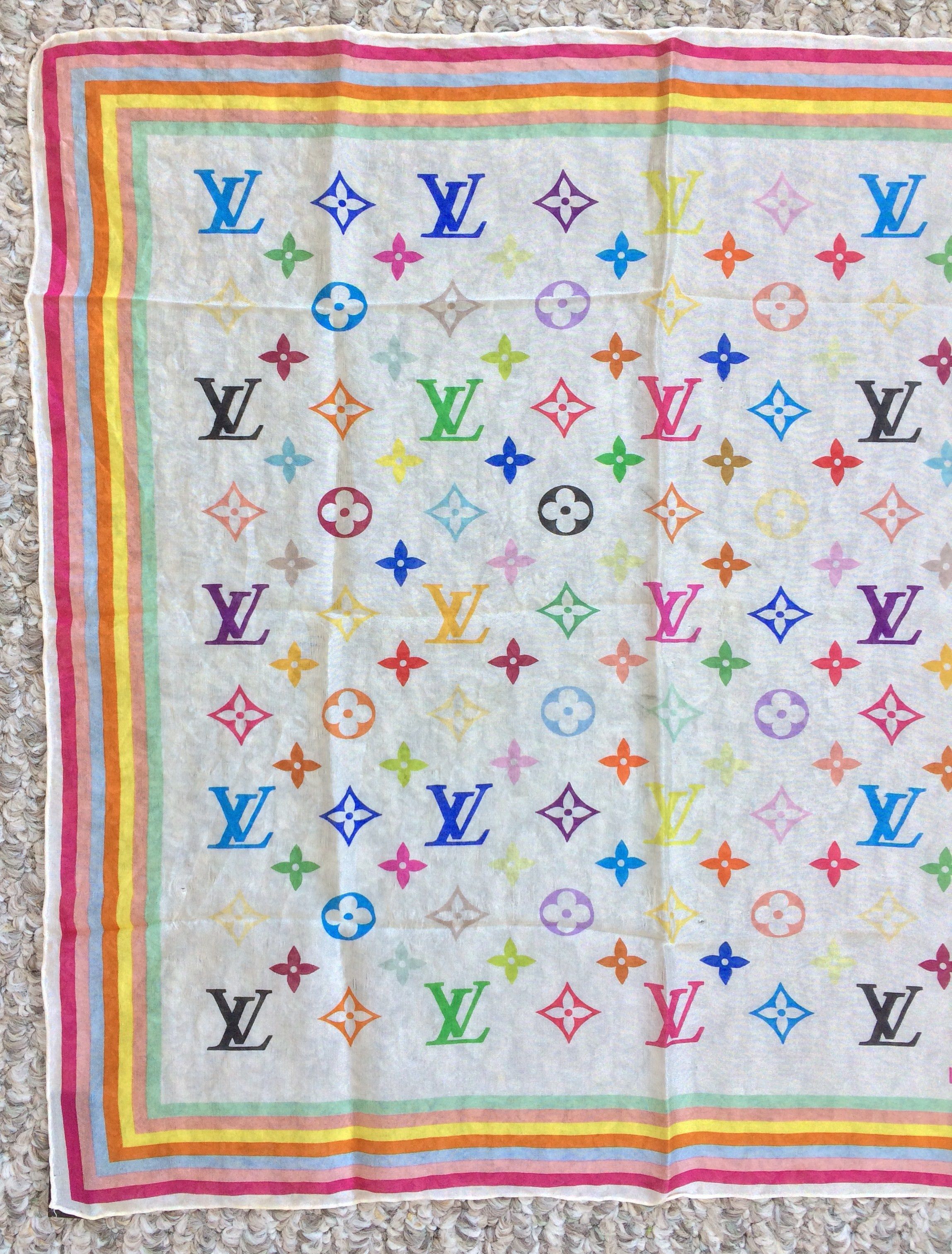 Louis Vuitton × Takashi Murakami S/S 2003 Louis Vuitton Murakami Monogram Silk Scarf Size ONE SIZE - 2 Thumbnail