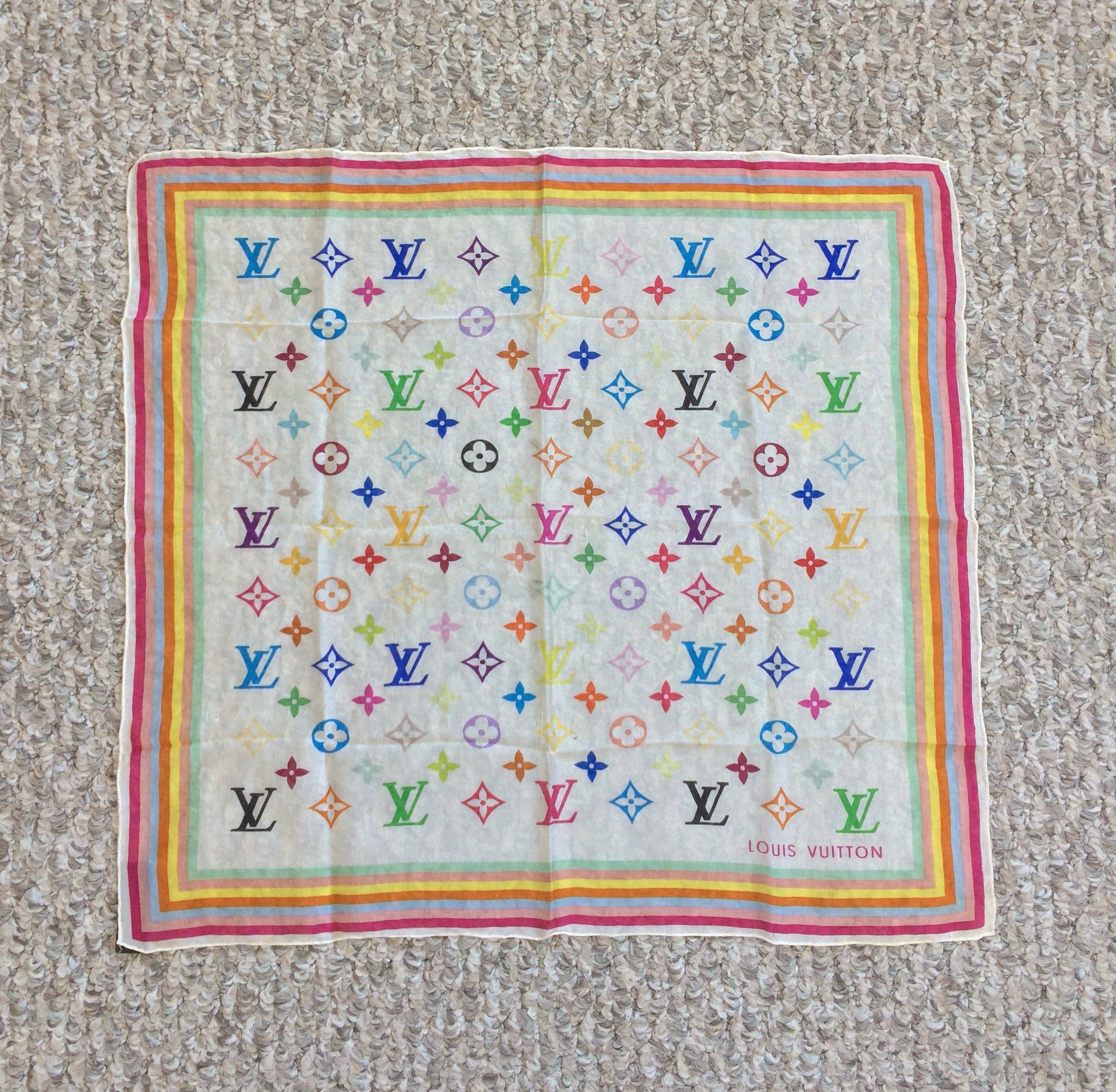 Louis Vuitton × Takashi Murakami S/S 2003 Louis Vuitton Murakami Monogram Silk Scarf Size ONE SIZE - 1 Thumbnail