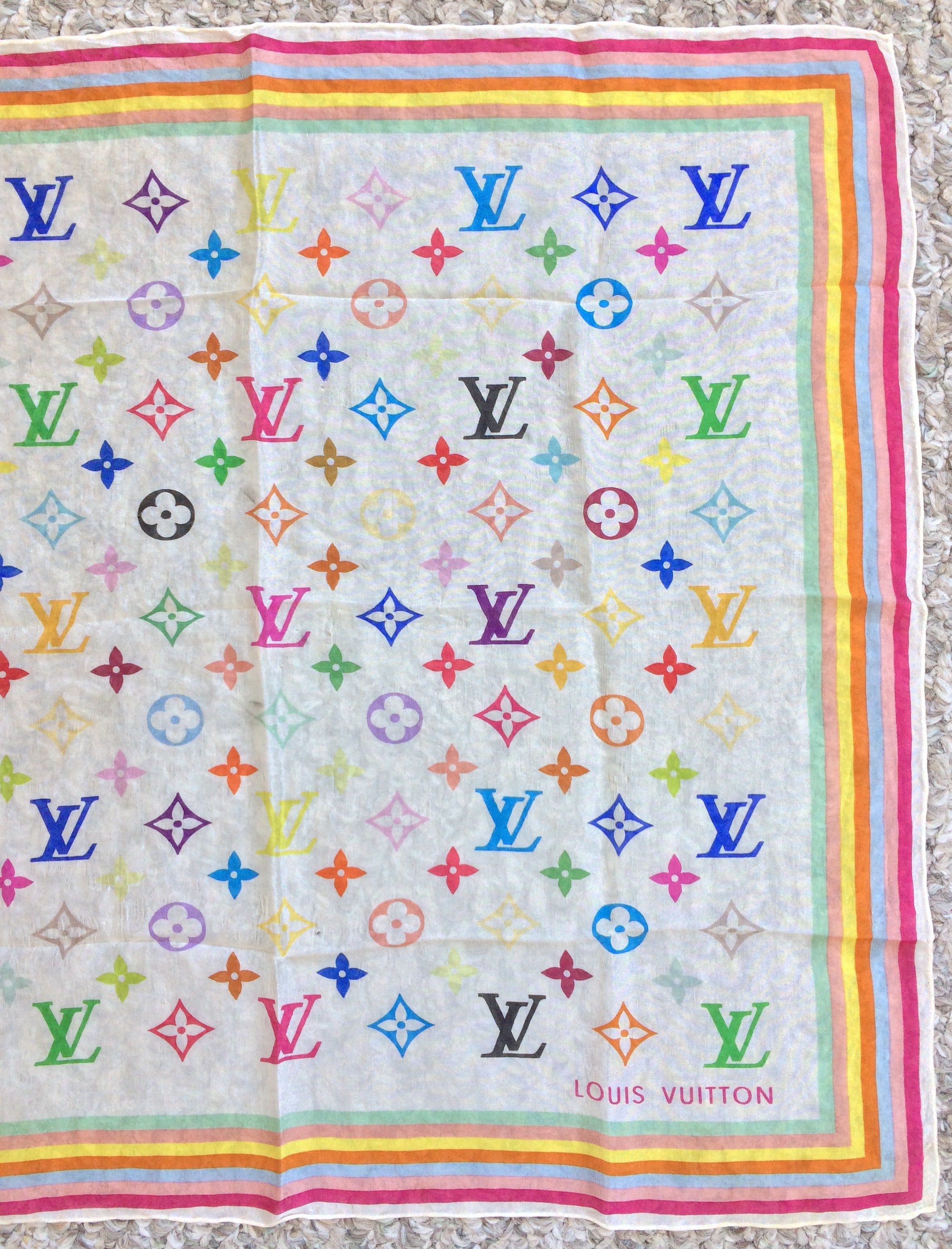 Louis Vuitton × Takashi Murakami S/S 2003 Louis Vuitton Murakami Monogram Silk Scarf Size ONE SIZE - 3 Thumbnail