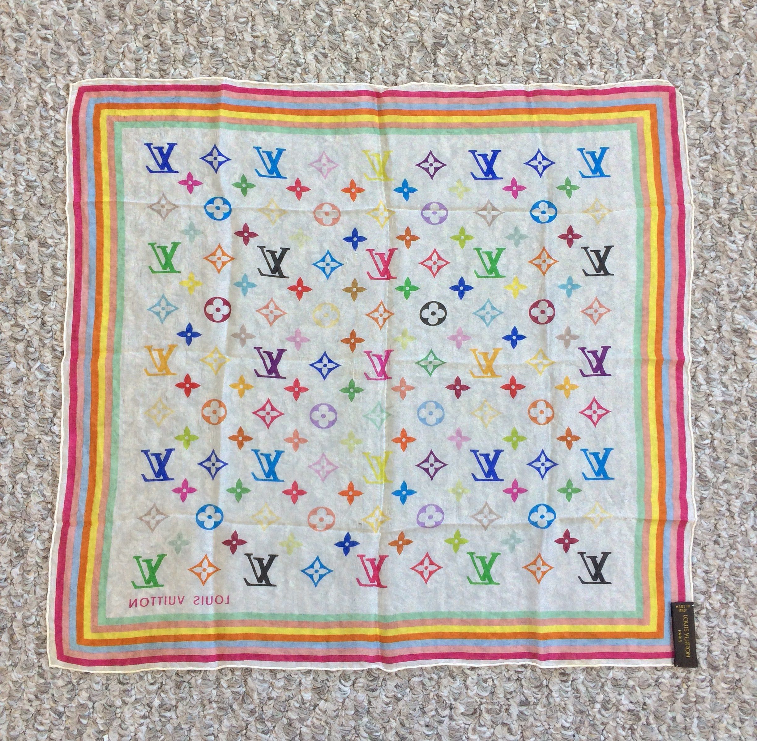 Louis Vuitton × Takashi Murakami S/S 2003 Louis Vuitton Murakami Monogram Silk Scarf Size ONE SIZE - 5 Thumbnail