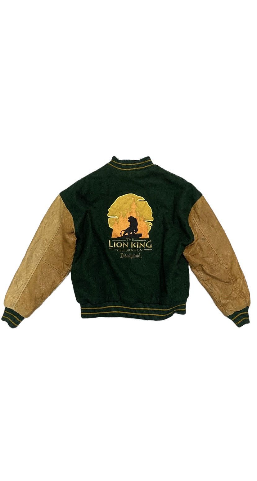 image of Vintage90’S The Lion King Disney Varsity Leather Jacket in Green, Men's (Size Medium)