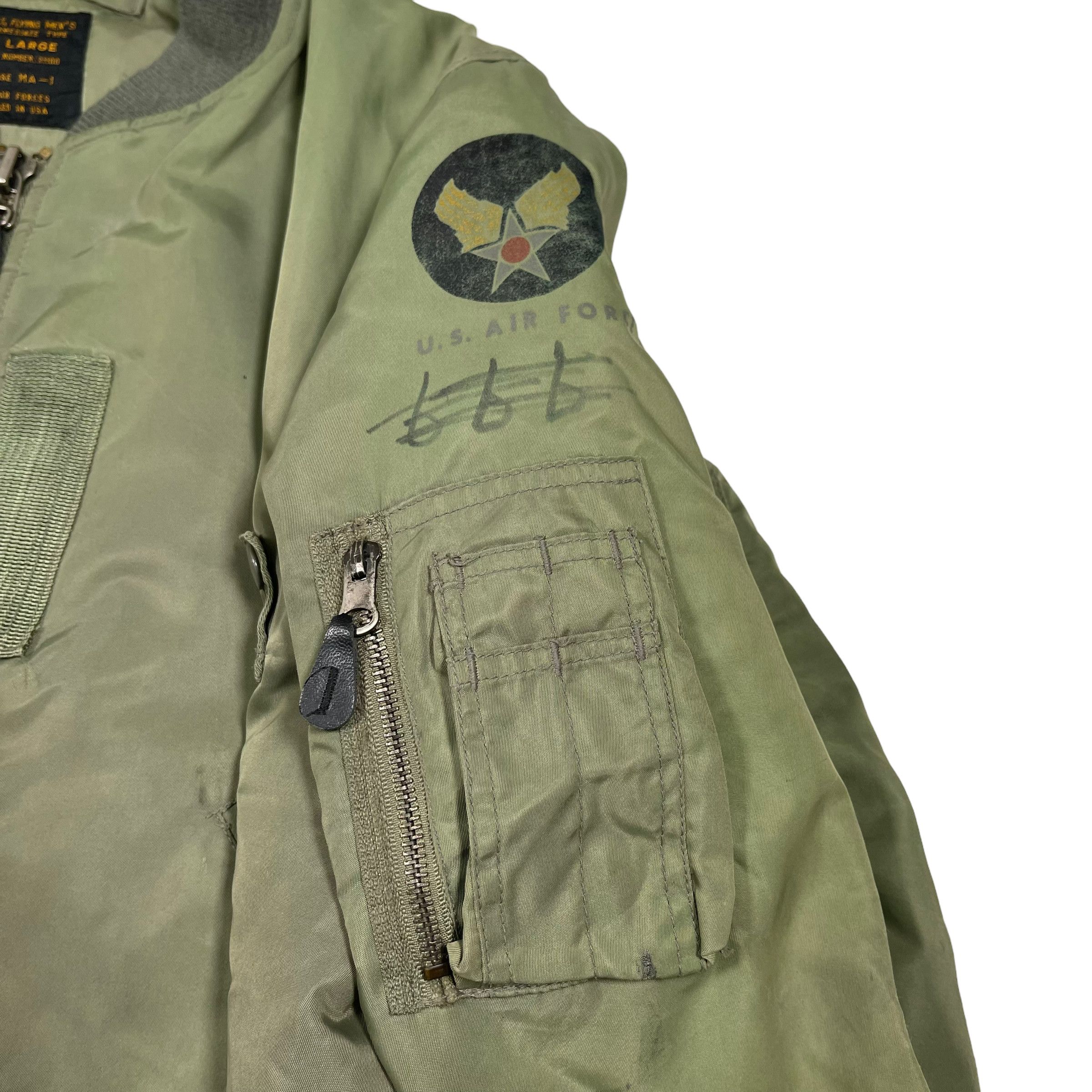 Other 1980s MA1 Sun Faded World War Air Force Bomber Jacket Size US L / EU 52-54 / 3 - 5 Thumbnail
