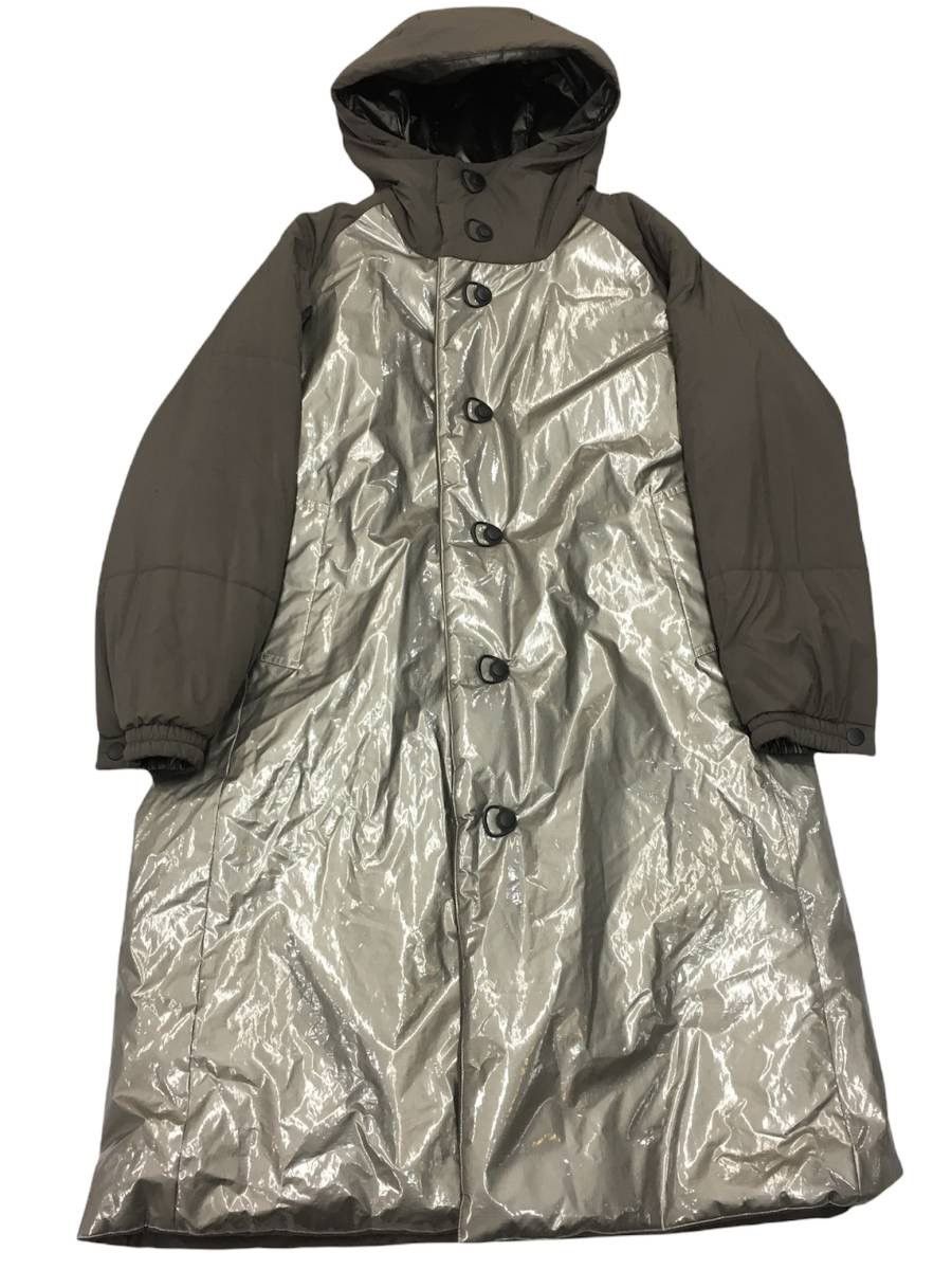 image of Issey Miyake Men Fw13 Runway Reversible Foil Jacket M in Khaki (Size Medium)