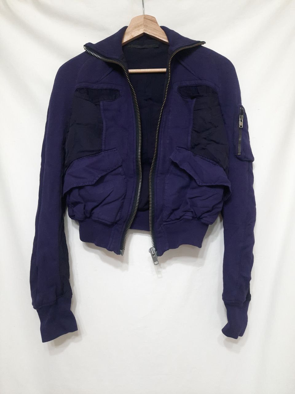 image of Haider Ackermann Cargo Multi Pocket Patch Bomber in Purple, Women's (Size XS)