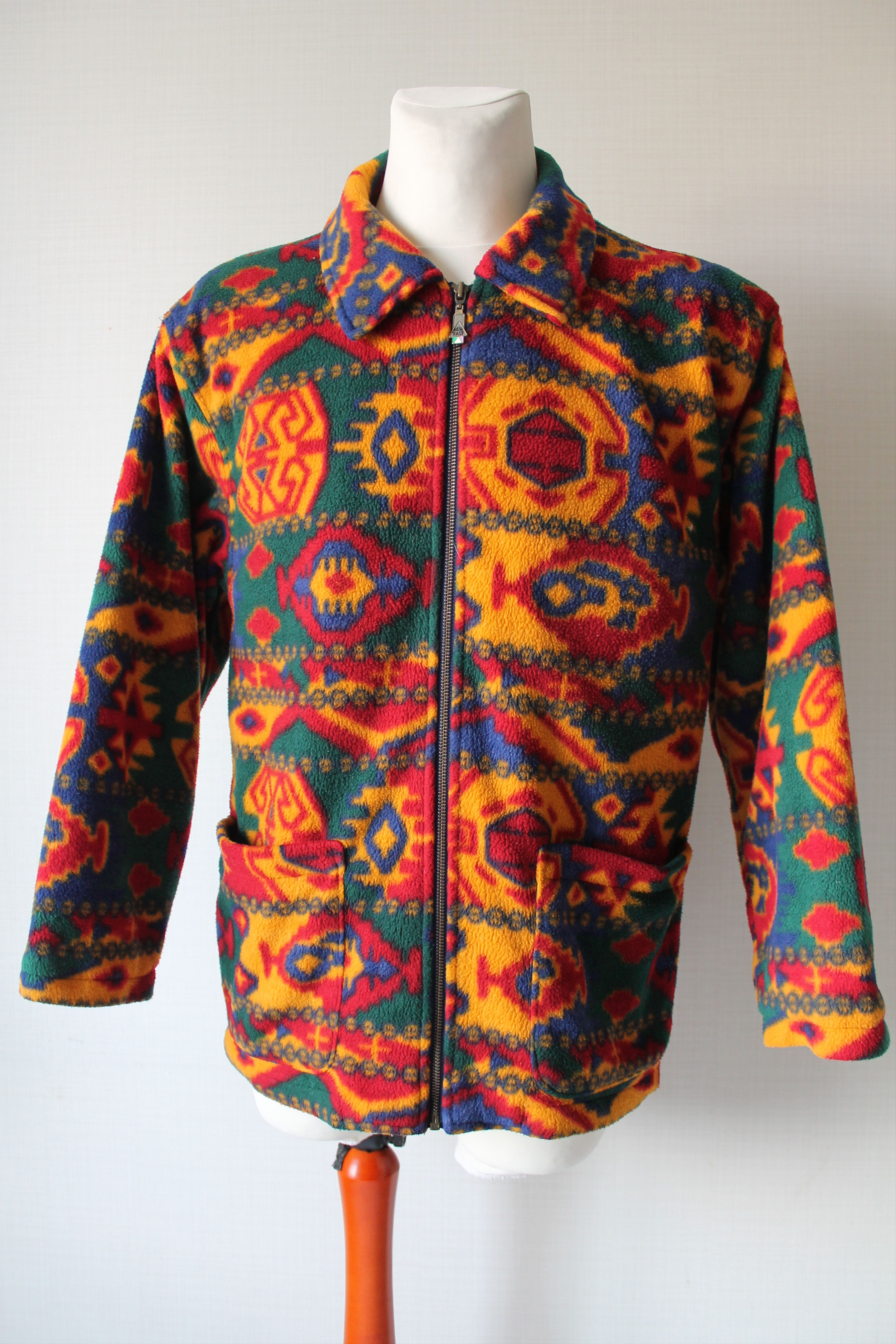 Vintage 90's Aztec Print Fleece Navajo full Zip Jacket Retro Size US S / EU 44-46 / 1 - 3 Thumbnail