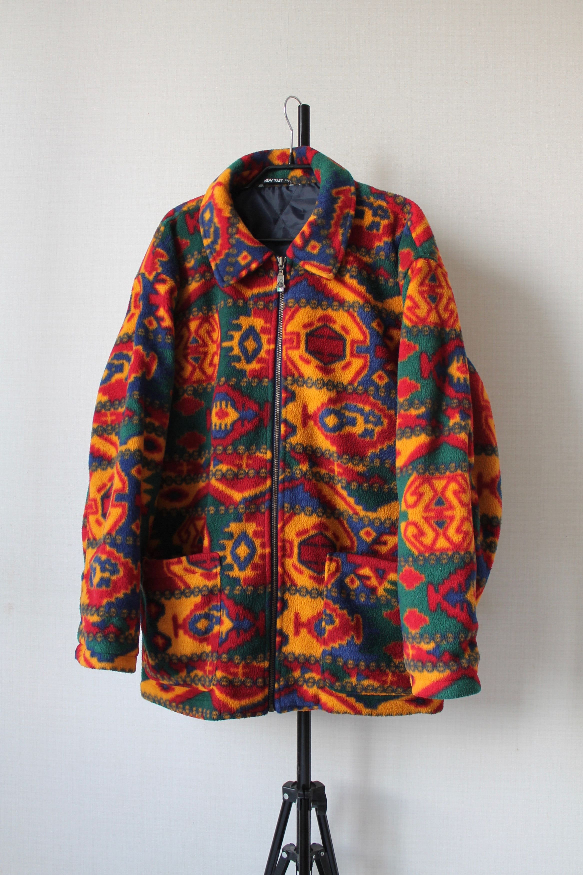 Vintage 90's Aztec Print Fleece Navajo full Zip Jacket Retro Size US S / EU 44-46 / 1 - 1 Thumbnail