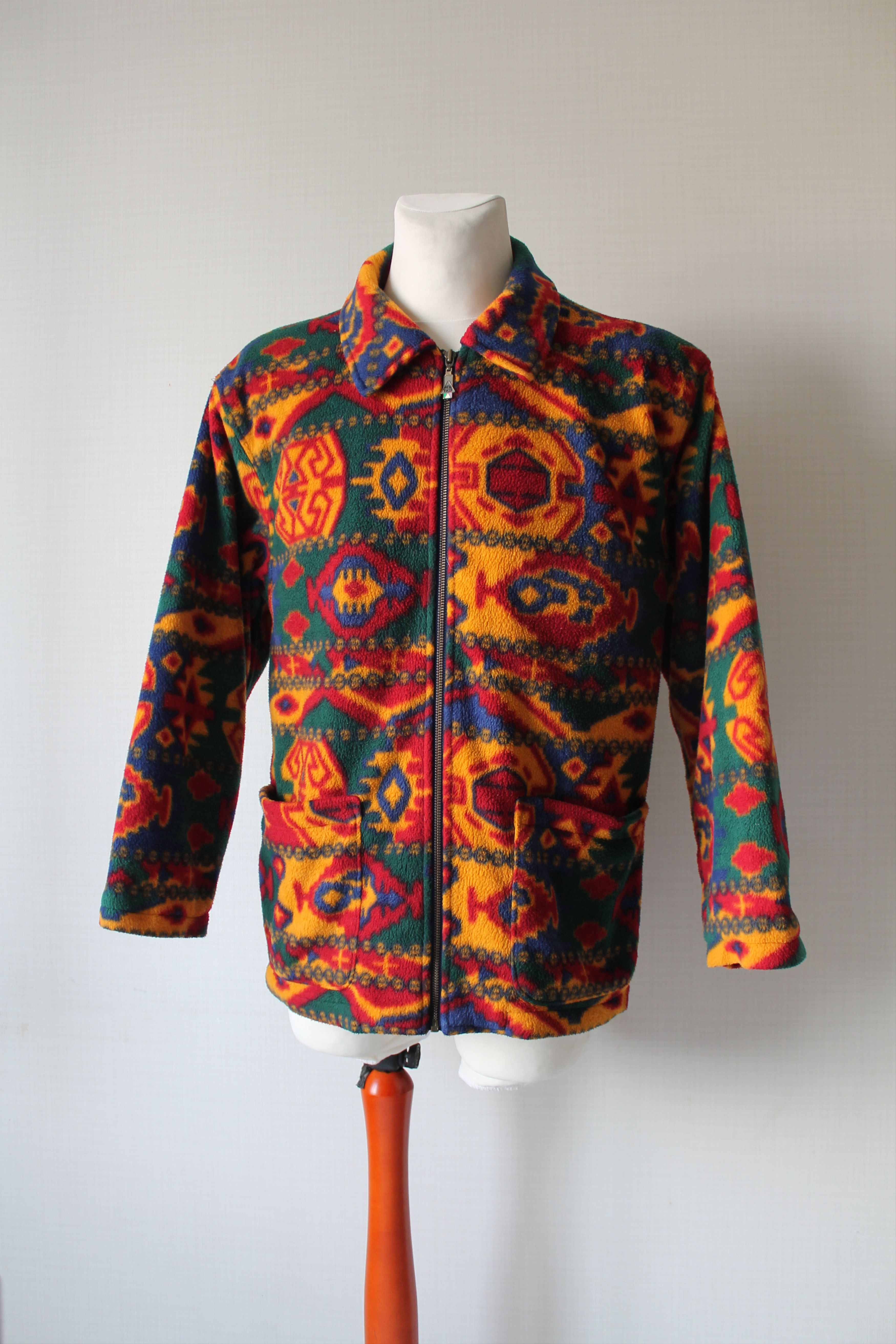 Vintage 90's Aztec Print Fleece Navajo full Zip Jacket Retro Size US S / EU 44-46 / 1 - 2 Thumbnail