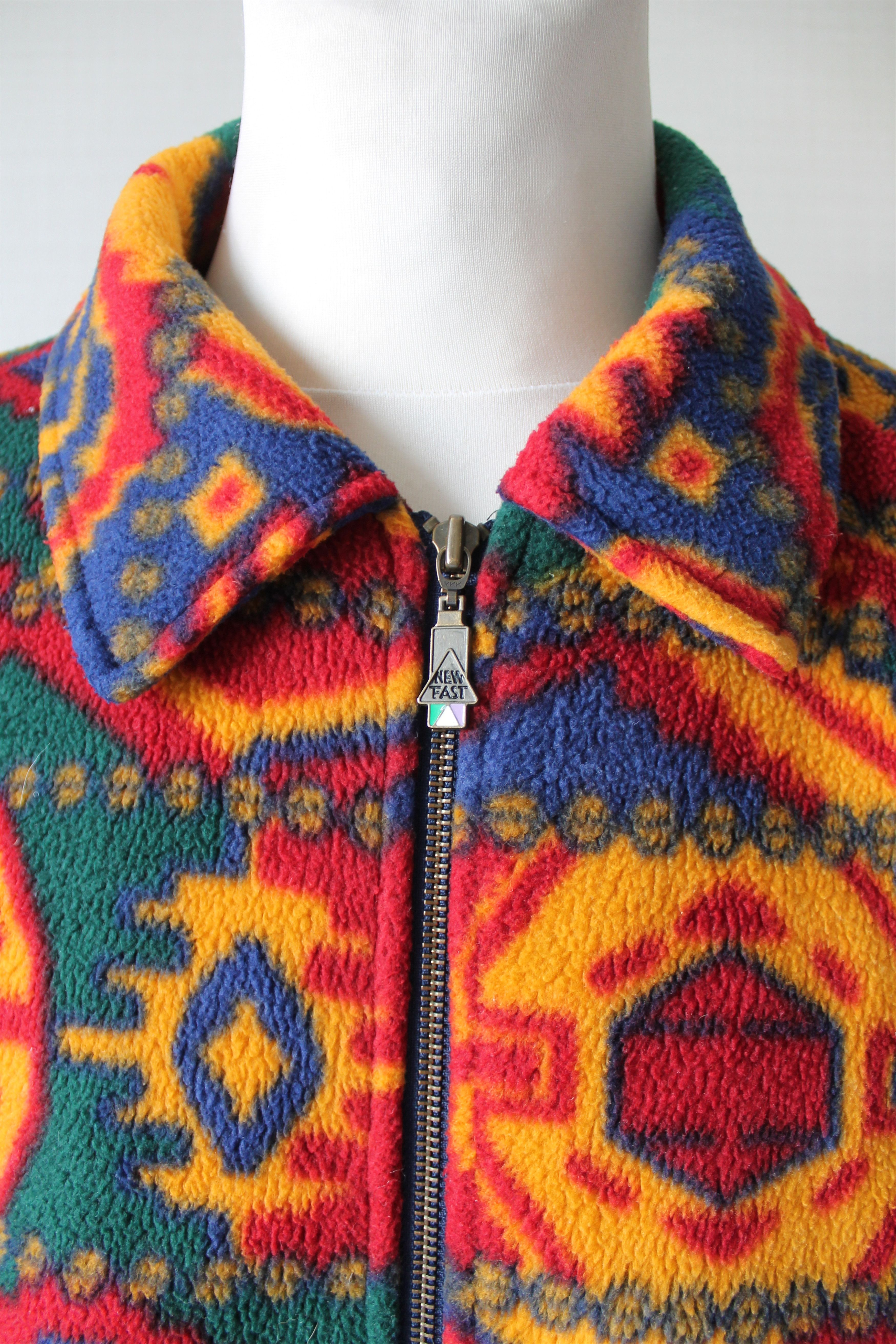 Vintage 90's Aztec Print Fleece Navajo full Zip Jacket Retro Size US S / EU 44-46 / 1 - 4 Thumbnail