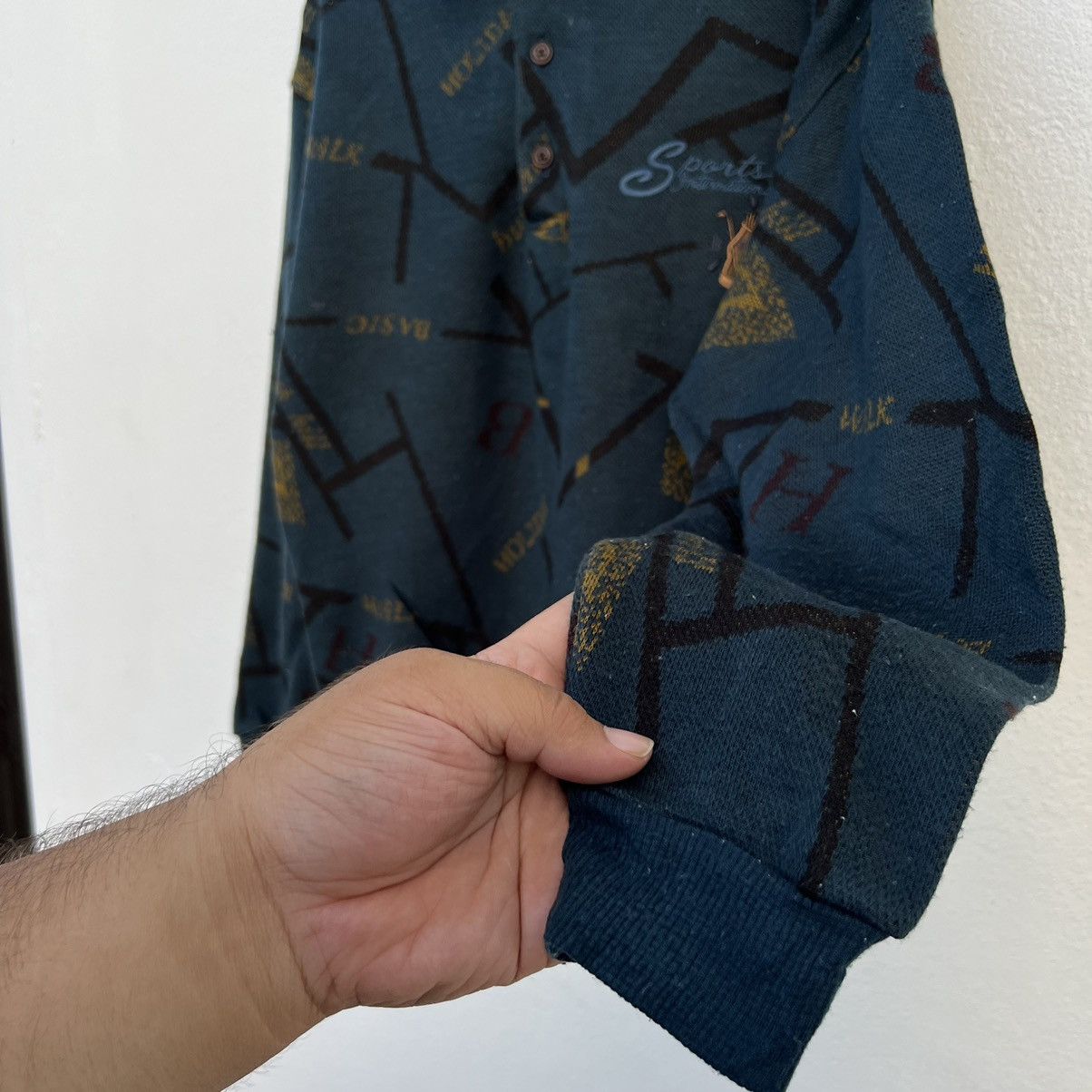 Japanese Brand VINTAGE COLLAR SWEATSHIRT BUSHHILL PATTERNED DESIGN BIG LOGO Size US M / EU 48-50 / 2 - 6 Thumbnail