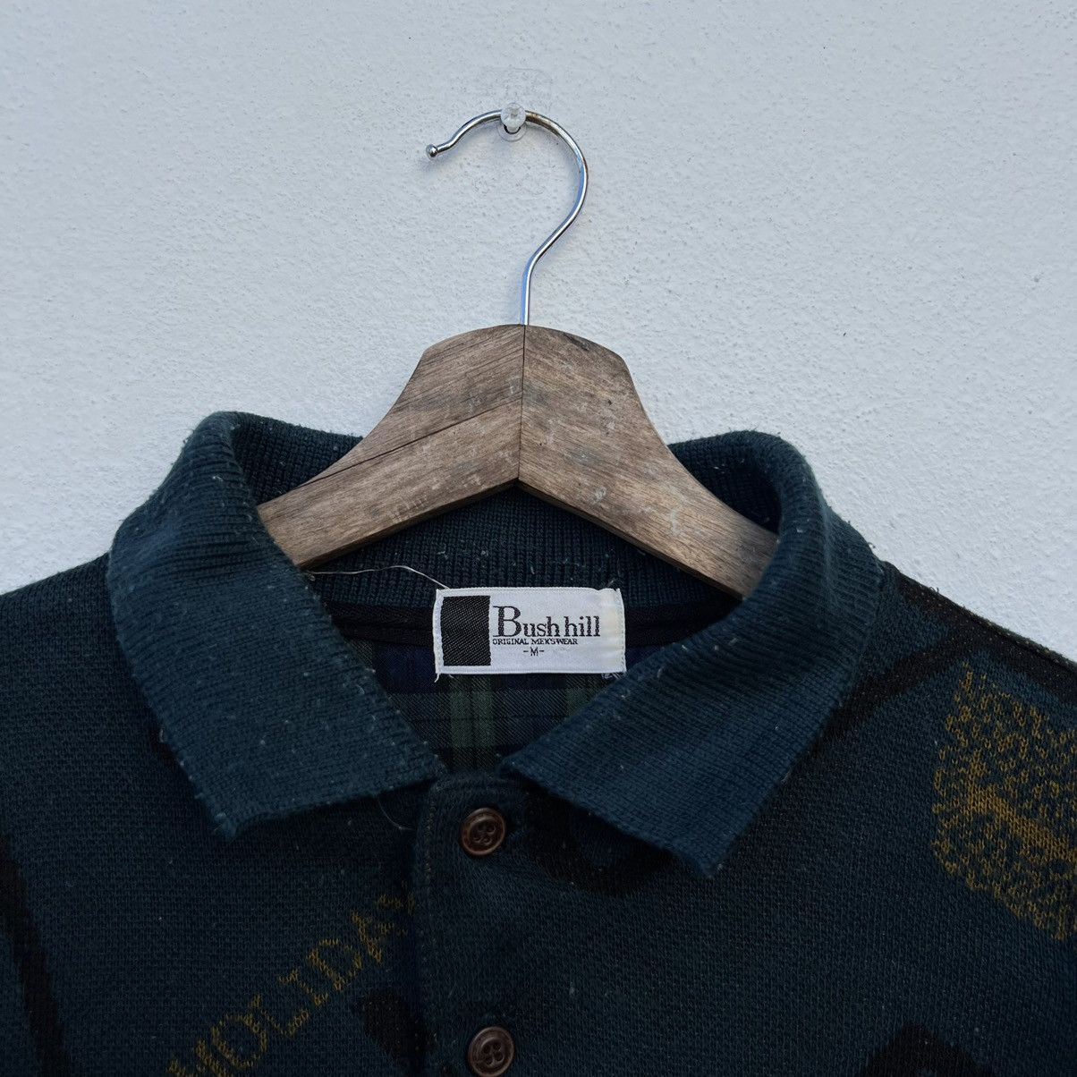 Japanese Brand VINTAGE COLLAR SWEATSHIRT BUSHHILL PATTERNED DESIGN BIG LOGO Size US M / EU 48-50 / 2 - 8 Thumbnail
