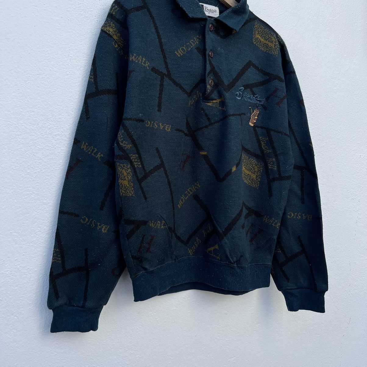 Japanese Brand VINTAGE COLLAR SWEATSHIRT BUSHHILL PATTERNED DESIGN BIG LOGO Size US M / EU 48-50 / 2 - 4 Thumbnail