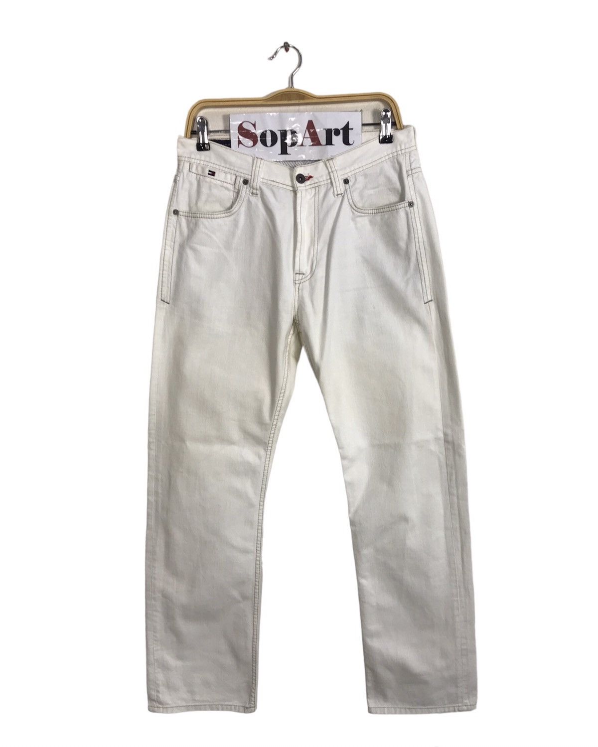Tommy Hilfiger × Vintage Vintage Tommy Hilfiger Jeans White Colour Design Size US 31 - 1 Thumbnail