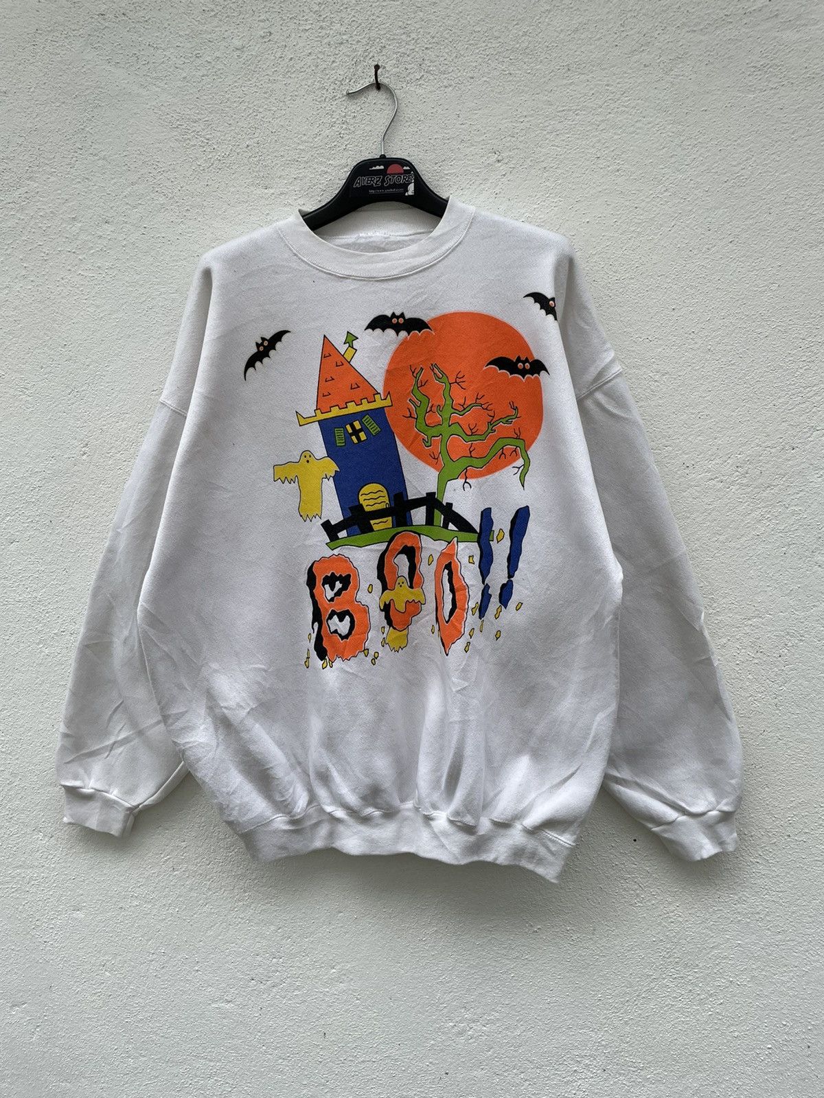 Vintage Vintage 90s Halloween BOO Pullover Sweatshirt Size US XL / EU 56 / 4 - 1 Thumbnail
