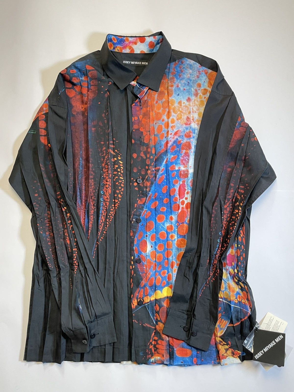 Image of Grail Issey Miyake Pleated Printed Shirt 2014 in Black, Men's (Size XL)