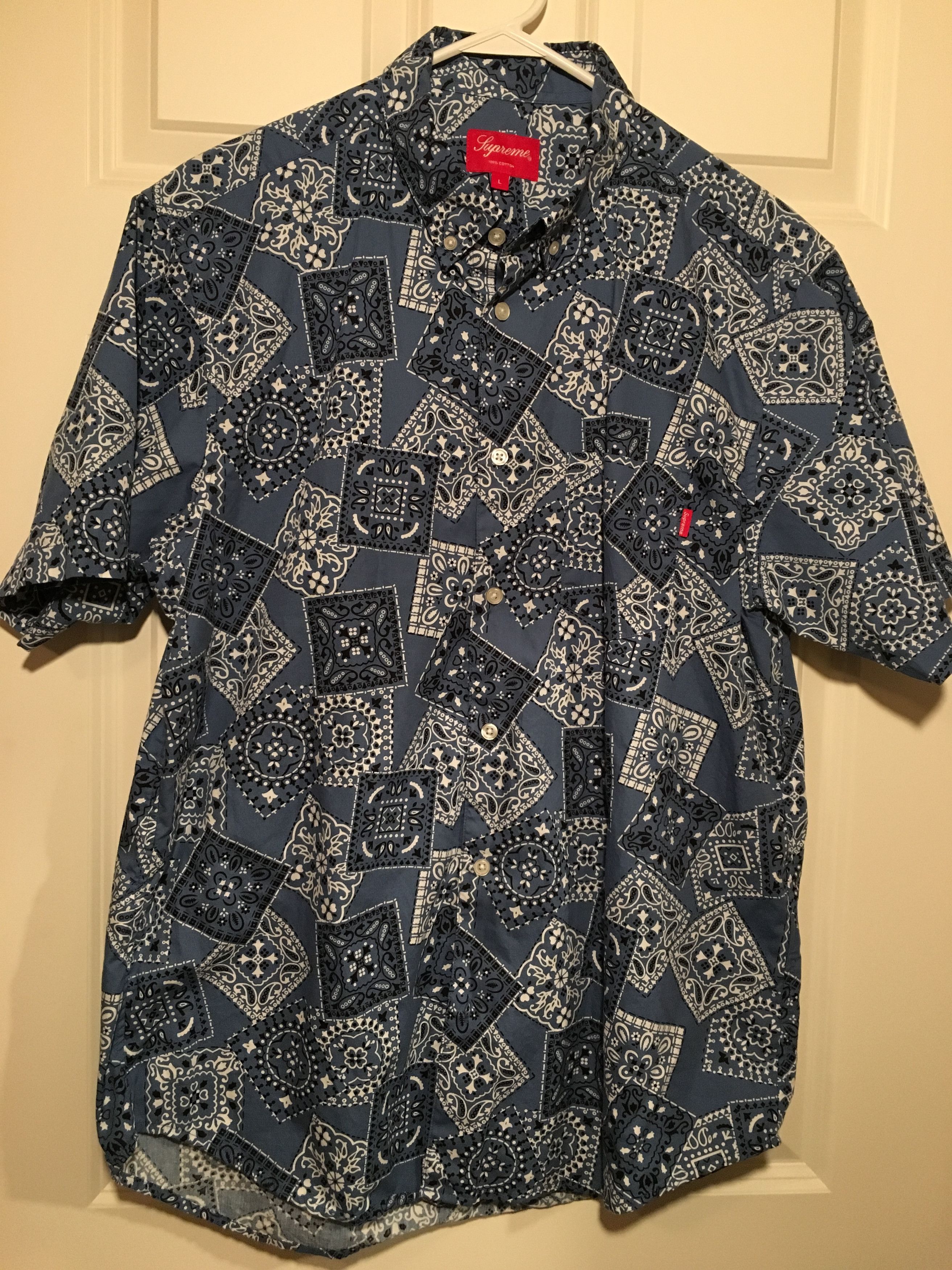 Supreme Supreme Bandana Shirt Blue Grailed