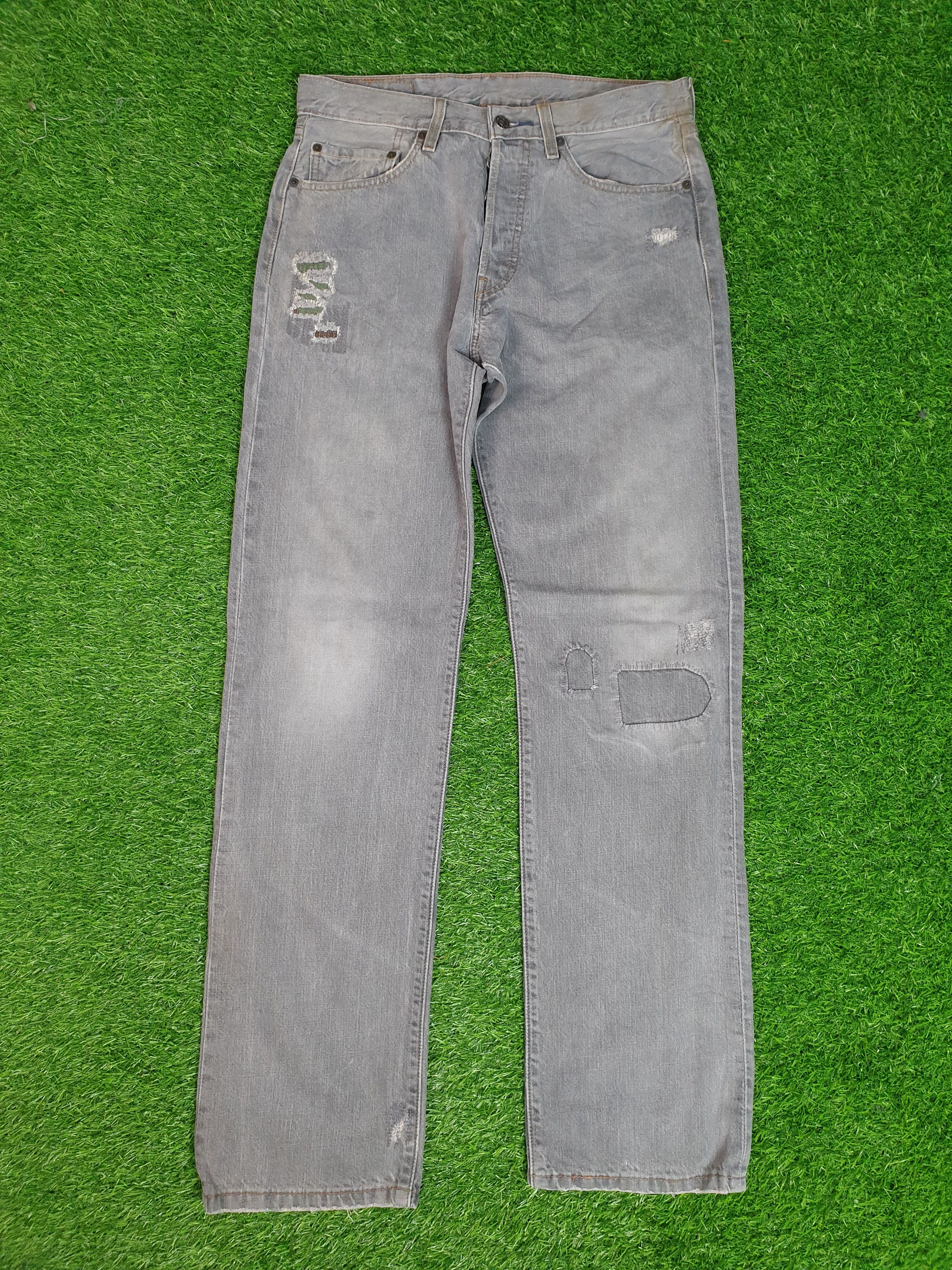 image of Distressed Denim x Levis Vintage Levis 501 Patchwork Faded Black 32X24 Jeans L0151, Men's