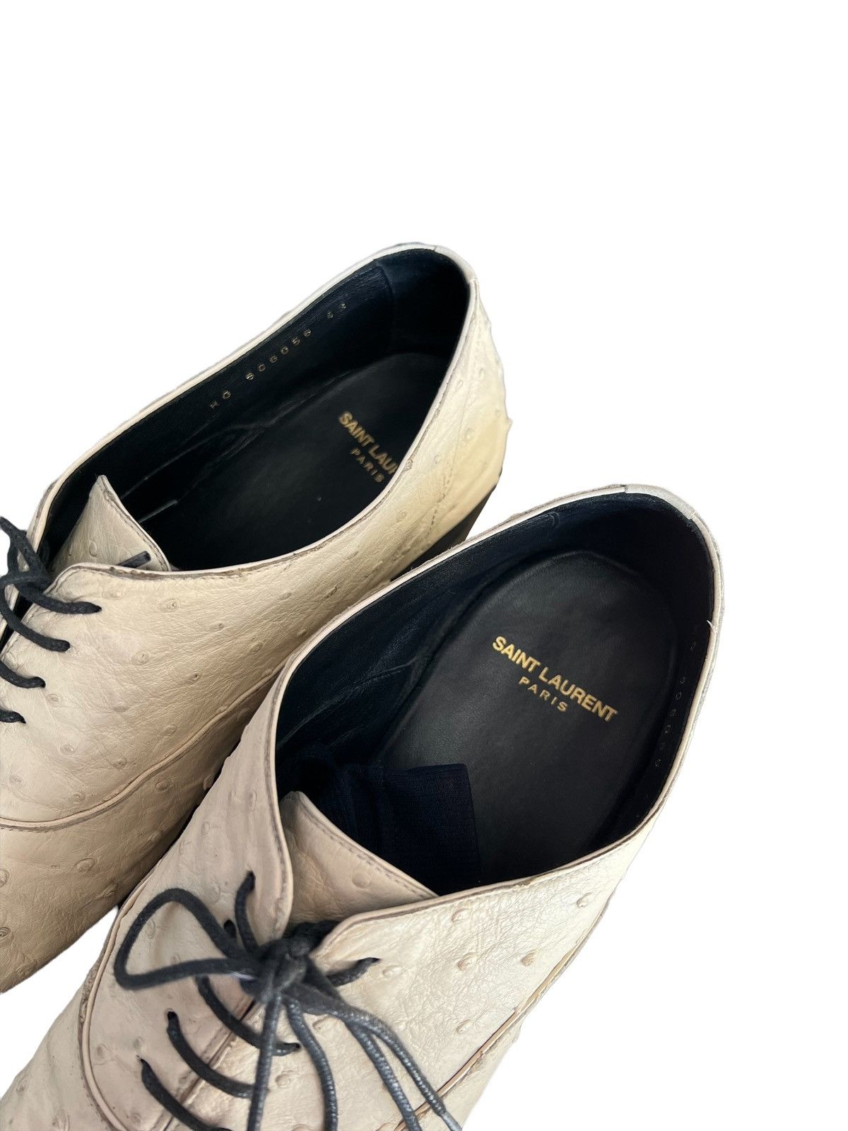 Saint Laurent Paris Ostrich Skin Lace Up Derby Size US 10 / EU 43 - 3 Thumbnail