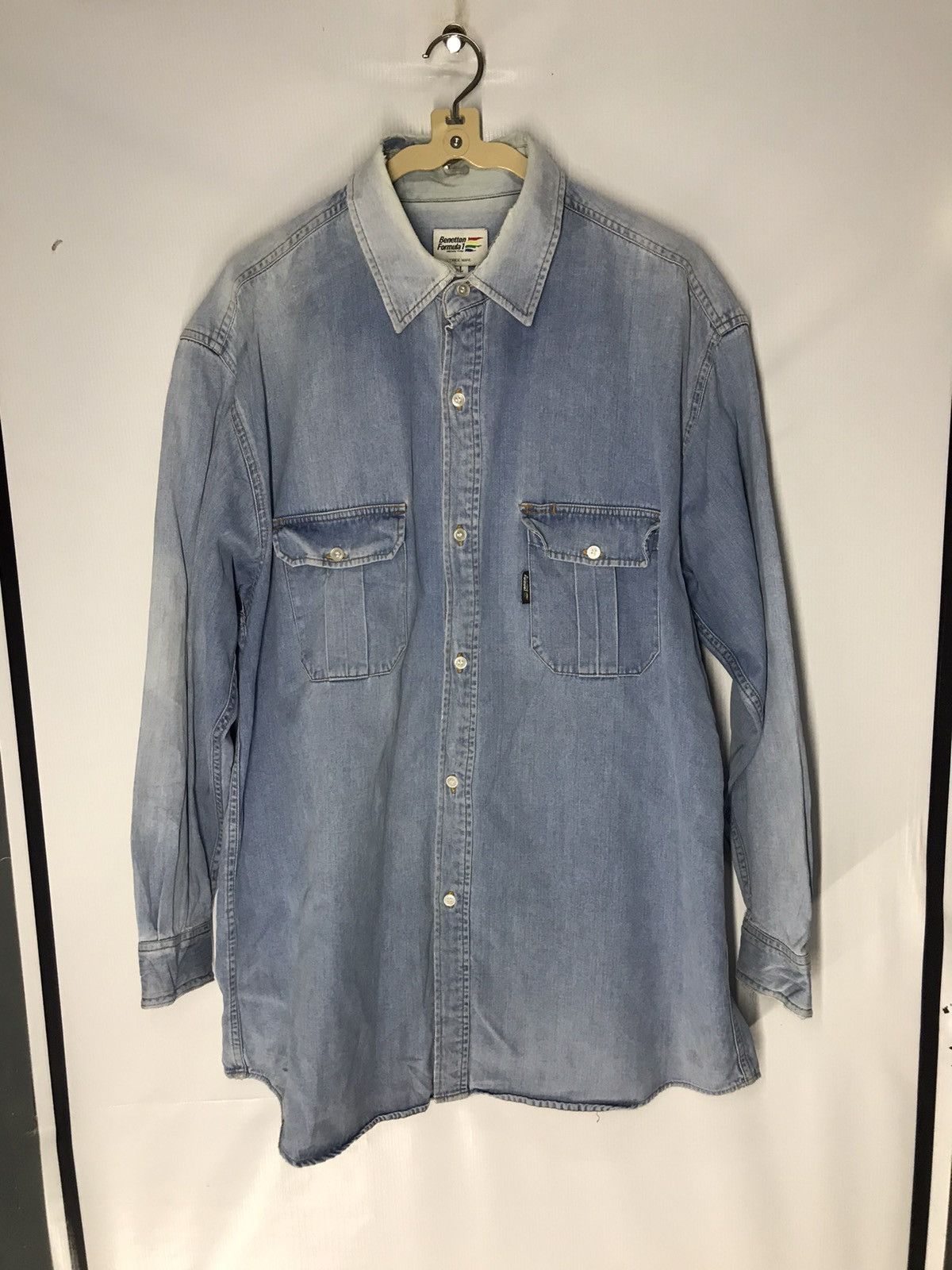 Sports Specialties × United Colors Of Benetton Distressed denim shirt Benetton formula one racing team Size US L / EU 52-54 / 3 - 8 Thumbnail