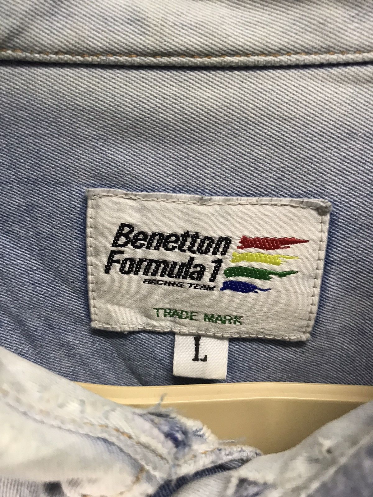 Sports Specialties × United Colors Of Benetton Distressed denim shirt Benetton formula one racing team Size US L / EU 52-54 / 3 - 3 Thumbnail
