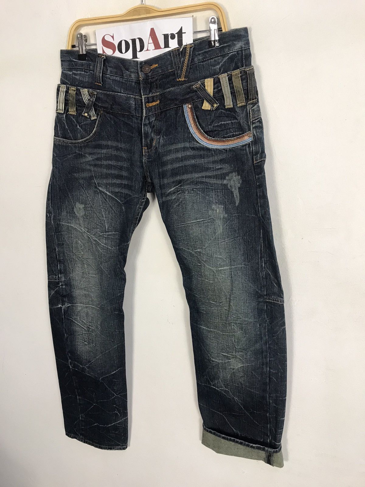 Japanese Brand Vintage Memory Special Double Waist Lightning Design Size US 34 / EU 50 - 4 Thumbnail